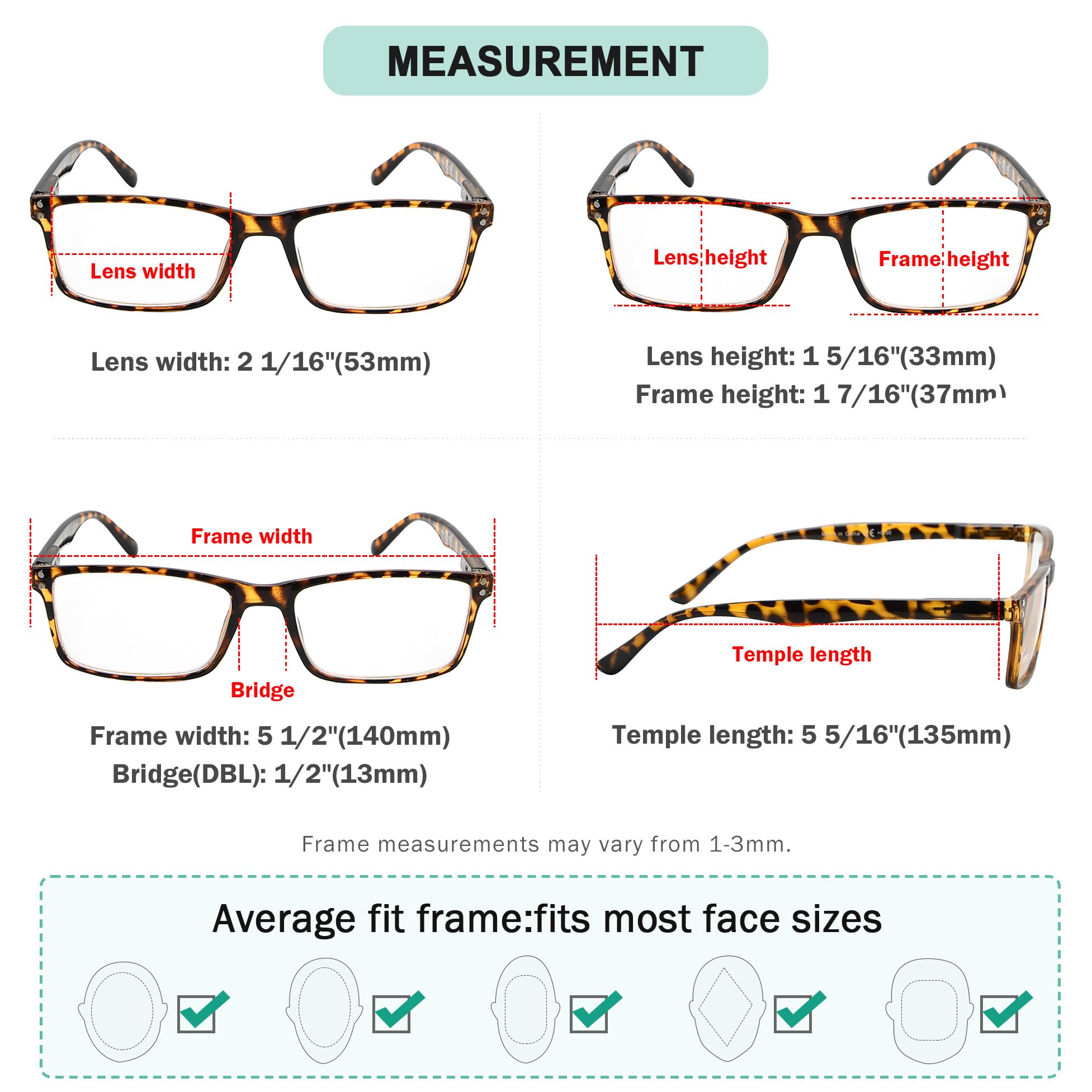 Eyekepper 5-Pack Stylish Reading Glasses with Spring Hinges - +4.0 Magnification for Computer Use, Reading & Office Work - Lightweight & Comfortable for Daily Wear