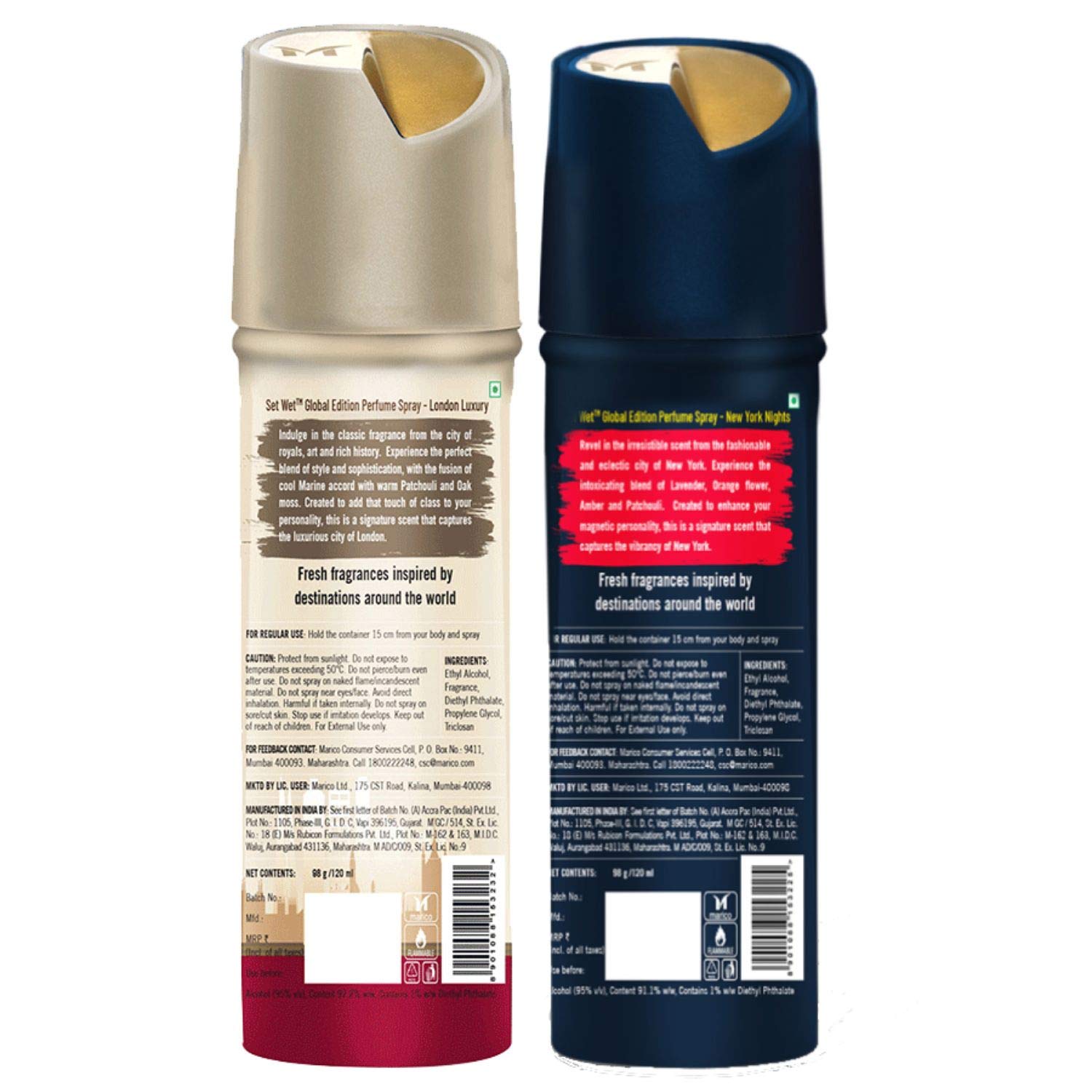 Set Wet Global Edition London Luxury & New York Nights Perfume Spray for Men - Long Lasting Fragrance Body Spray & Deodorant (Pack of 2, 120ml Each) - Perfect for Daily Wear, Office & Night Out