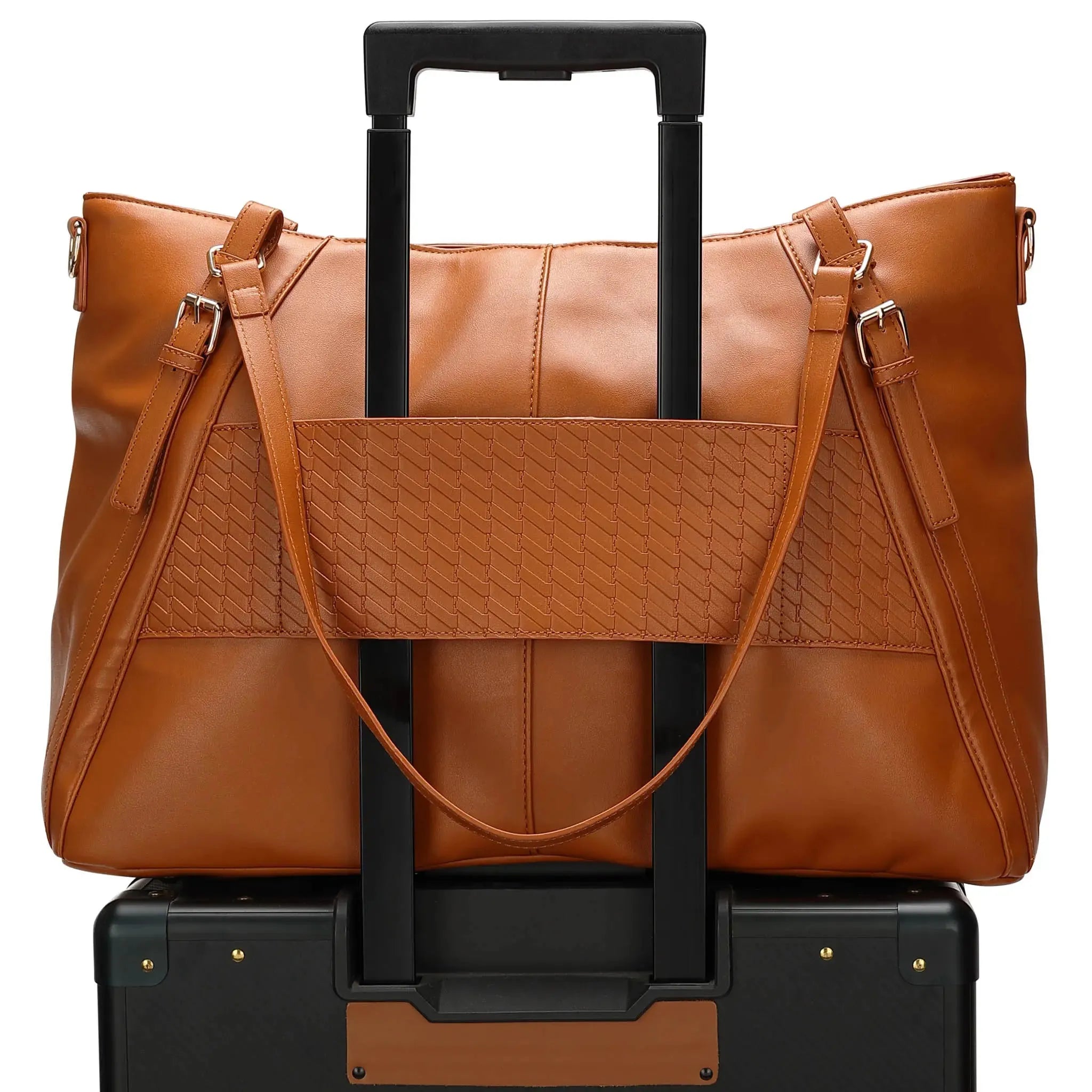 Leisure Luxe 33L Vegan Leather Weekender Tote Bag - Stylish Spacious Travel Duffel for Women & Men - Perfect for Weekend Getaways, Gym, Work & Overnight Trips