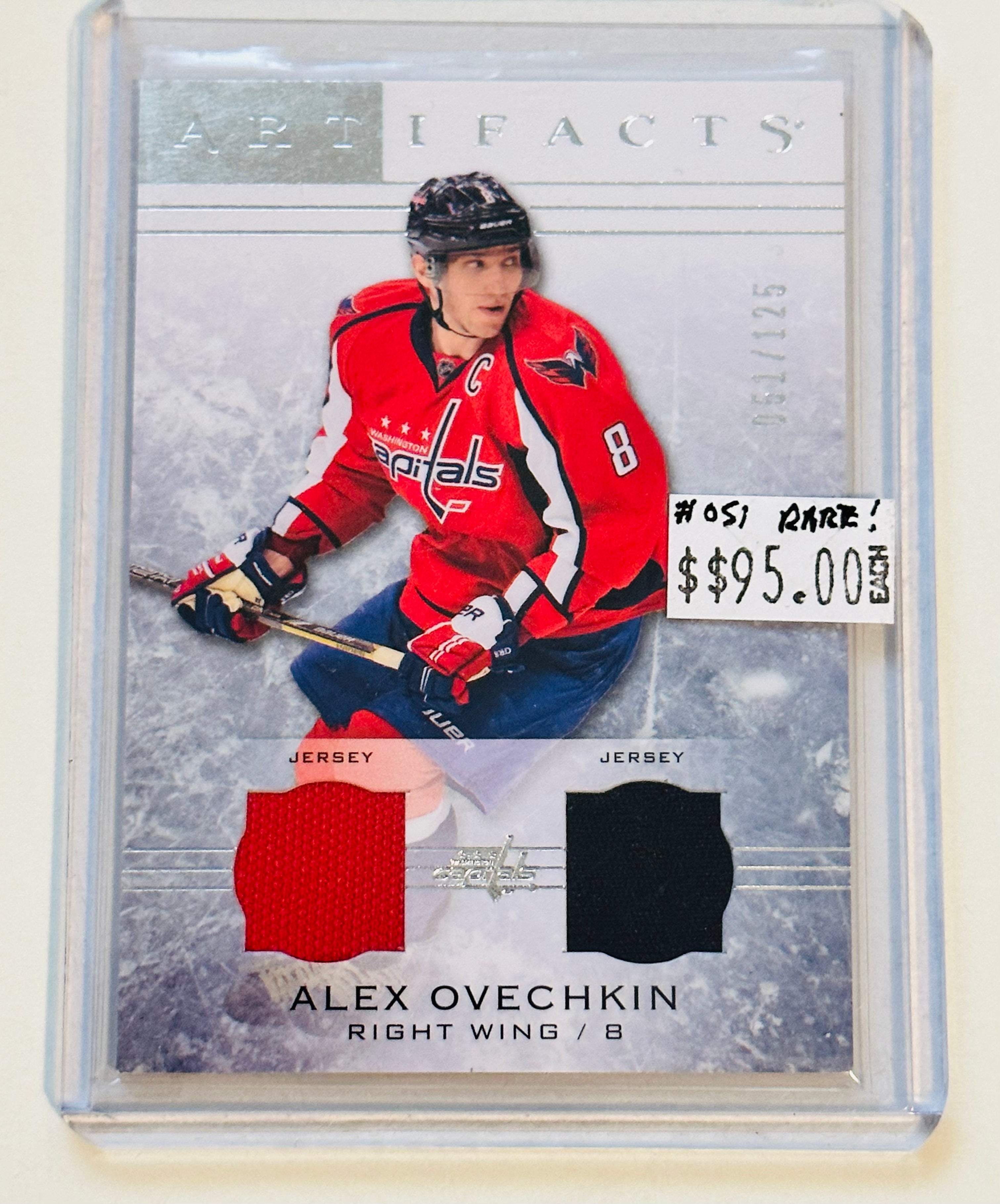 Alexander Ovechkin Double Memorabilia Hockey Insert Card - Rare Collectible for NHL Fans, Sports Memorabilia Enthusiasts & Card Collectors - Perfect for Display, Trading or Investment