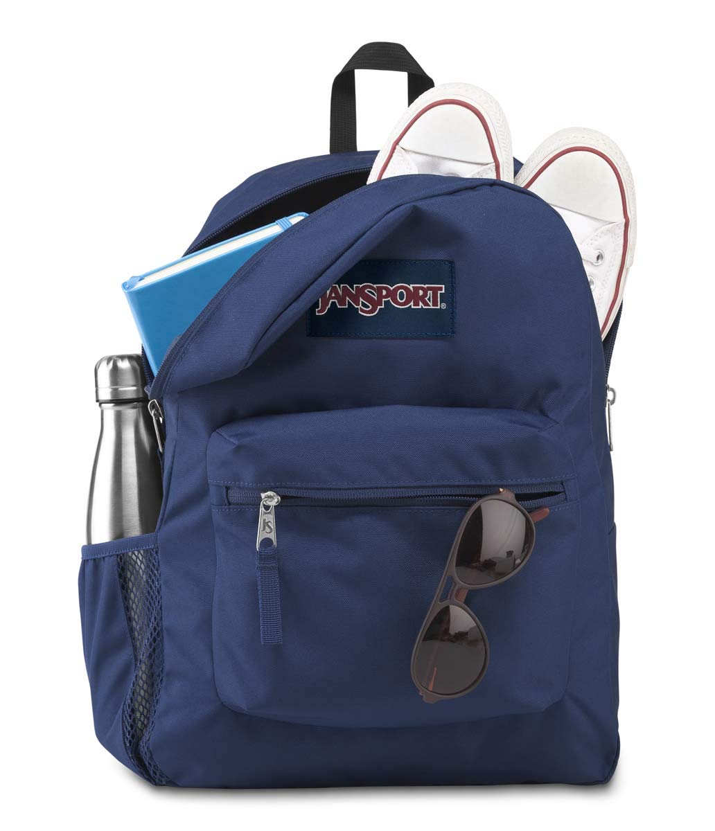 Jansport Cross Town Backpack - Lightweight Durable School Backpack for College Students, Navy Blue One Size - Perfect for Travel, Hiking & Everyday Use