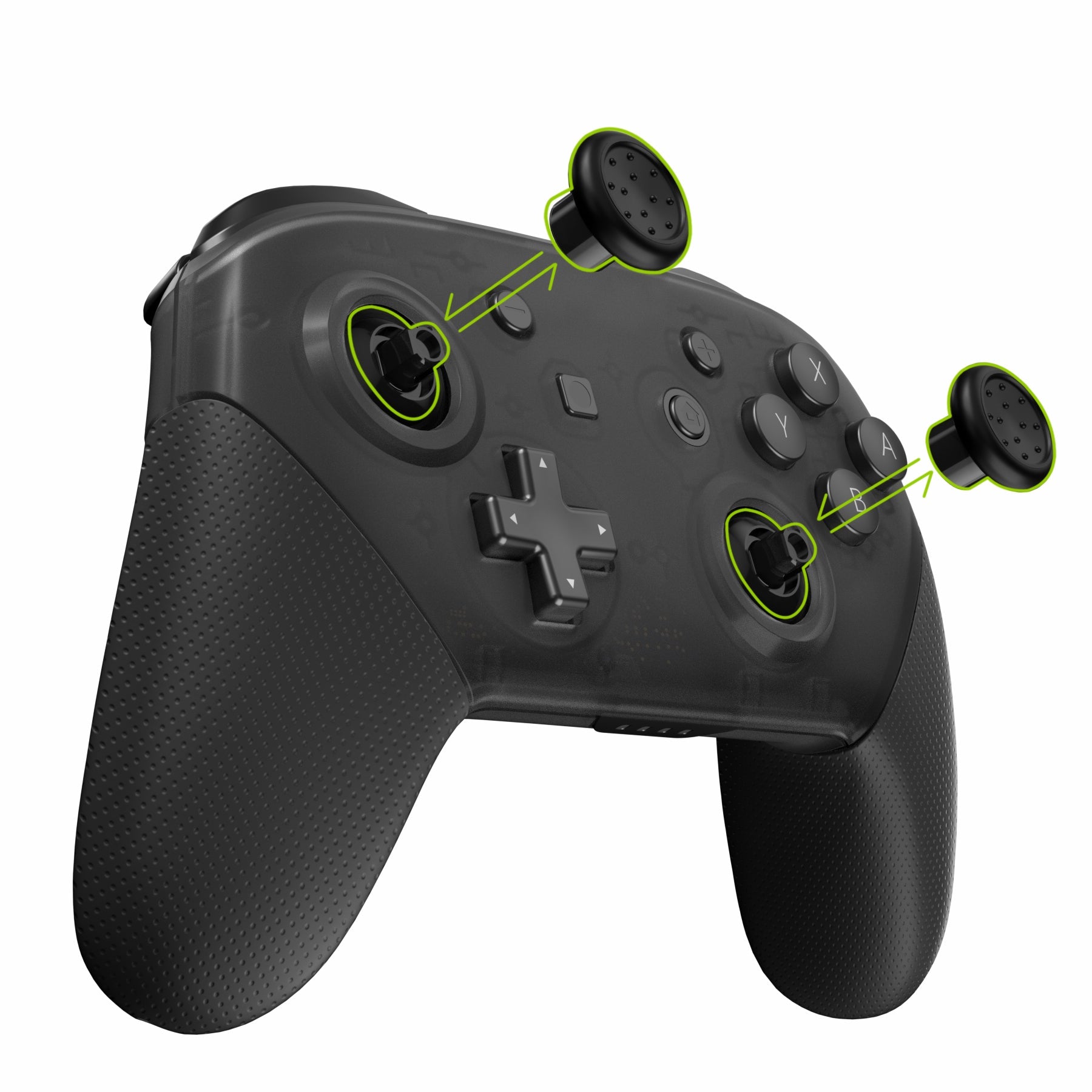 eXtremeRate Interchangeable Ergonomic Thumbsticks for Nintendo Switch Pro Controller - 3 Height Options (Domed & Concave Grips) - Black | Perfect for Gaming, FPS & Long Play Sessions