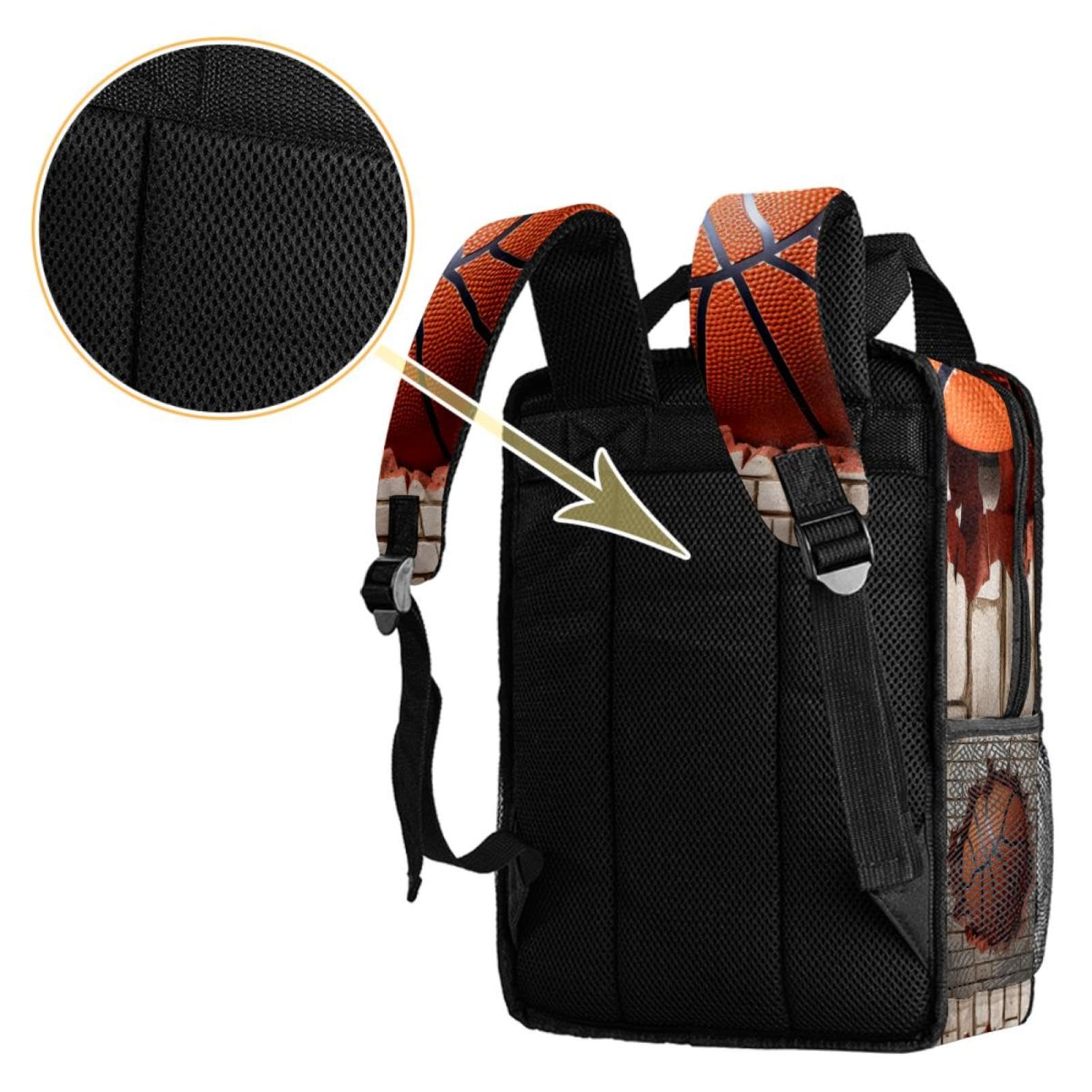 Stylish Travel & Work Backpack with Basketball Wall Texture Design - Perfect for Commuting, Gym, and Outdoor Adventures