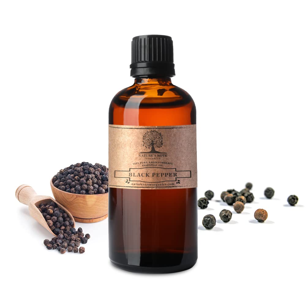 100% Pure Black Pepper Essential Oil - Aromatherapy Grade for Diffusers, Massage & Relaxation - 8 Fl Oz by Nature's Note Organics - Perfect for Stress Relief & Muscle Pain