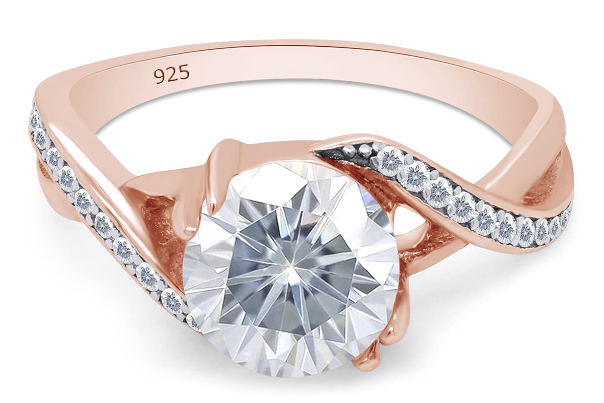 1.2ct Round Cut Lab Created Moissanite Solitaire Infinity Engagement Ring in 14k Gold Over Sterling Silver - Women's Wedding Jewelry & Anniversary Gift for Her - Perfect for Proposals, Valentine's Day & Special Occasions
