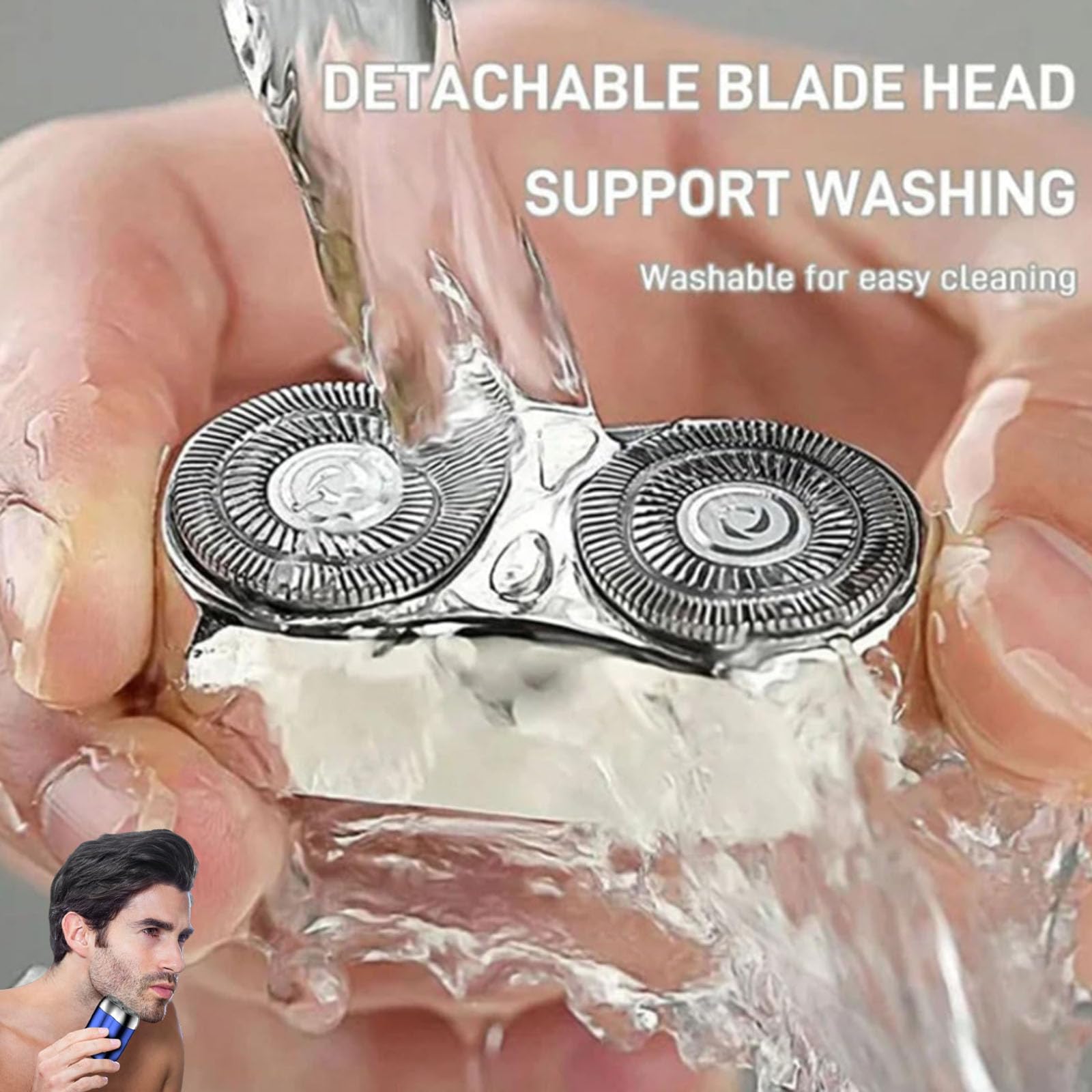 Premium Mini Dual-Head Electric Shaver - Rechargeable Waterproof USB Travel Razor for Men | Compact Pocket Shaver for Face, Beard & Body Grooming | Perfect for Home, Office & Travel (Gray)