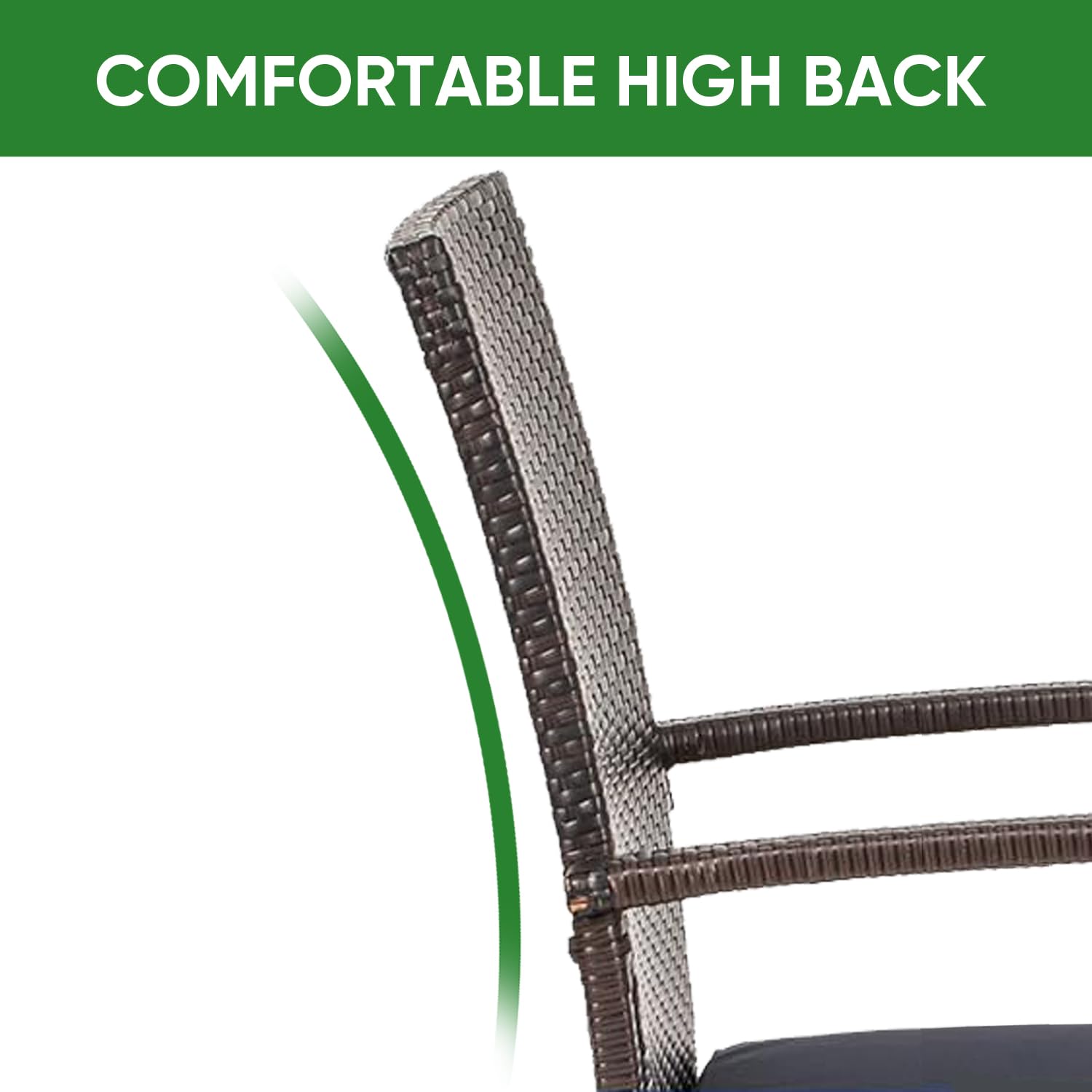 4-Piece Brown Outdoor Wicker Patio Dining Chairs Set with Padded Cushions - High Back Rattan Club Chairs with Deep Seating (350lbs Capacity) - Perfect for Garden, Poolside, Porch & Backyard Relaxation