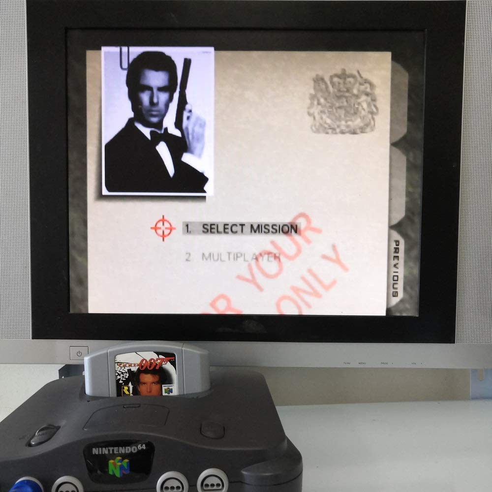 GoldenEye 007 Game Cartridge for Nintendo 64 (N64) - US Version - Classic First-Person Shooter Action Game for Retro Gaming Enthusiasts - Perfect for Multiplayer Battles and Nostalgic Gaming Sessions