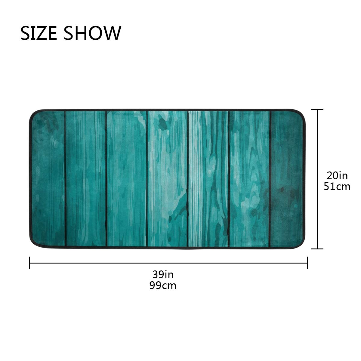 Premium Non-Slip Kitchen & Bath Rug - Gray Green Teal Design Soft Floor Mat, 39