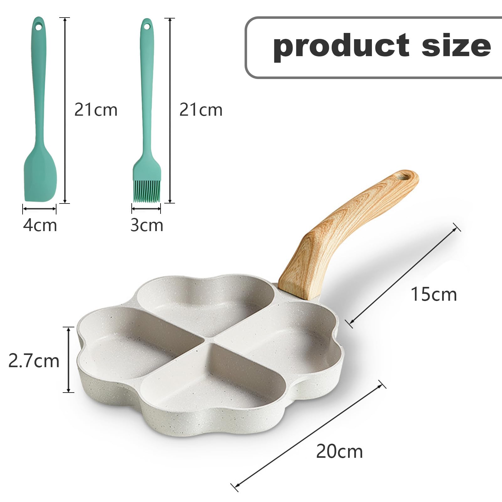Bocguy Nonstick Heart-Shaped Pancake Pan - 4 Hole Aluminum Griddle for Pancakes, Eggs, Burgers - Induction & Gas Stove Compatible - Perfect for Breakfast, Brunch, and Family Cooking