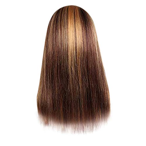 Natural Brown Long Straight Human Hair Wig for Women - Pre-Plucked Lace Front Wigs with Gradient Headband | Perfect for Cosplay, Daily Wear & Special Occasions