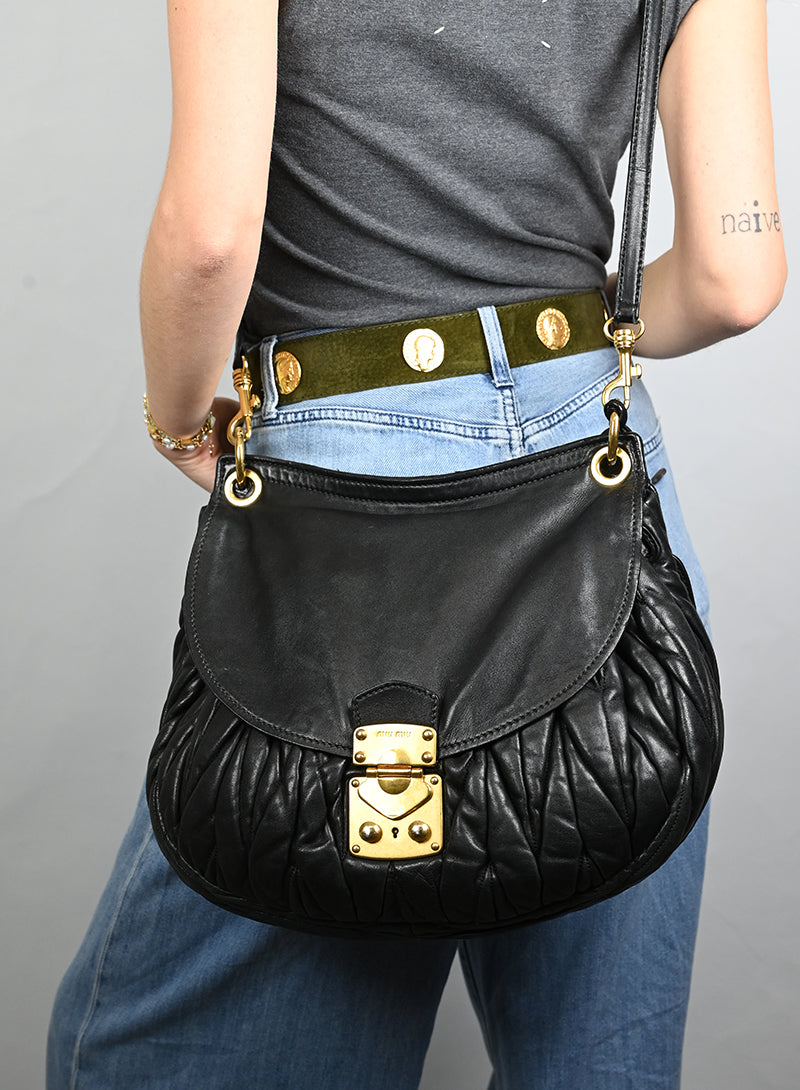 Miu Miu Black Quilted Leather Handbag - Luxury Designer Shoulder Bag for Women, Perfect for Work, Evening Events & Travel