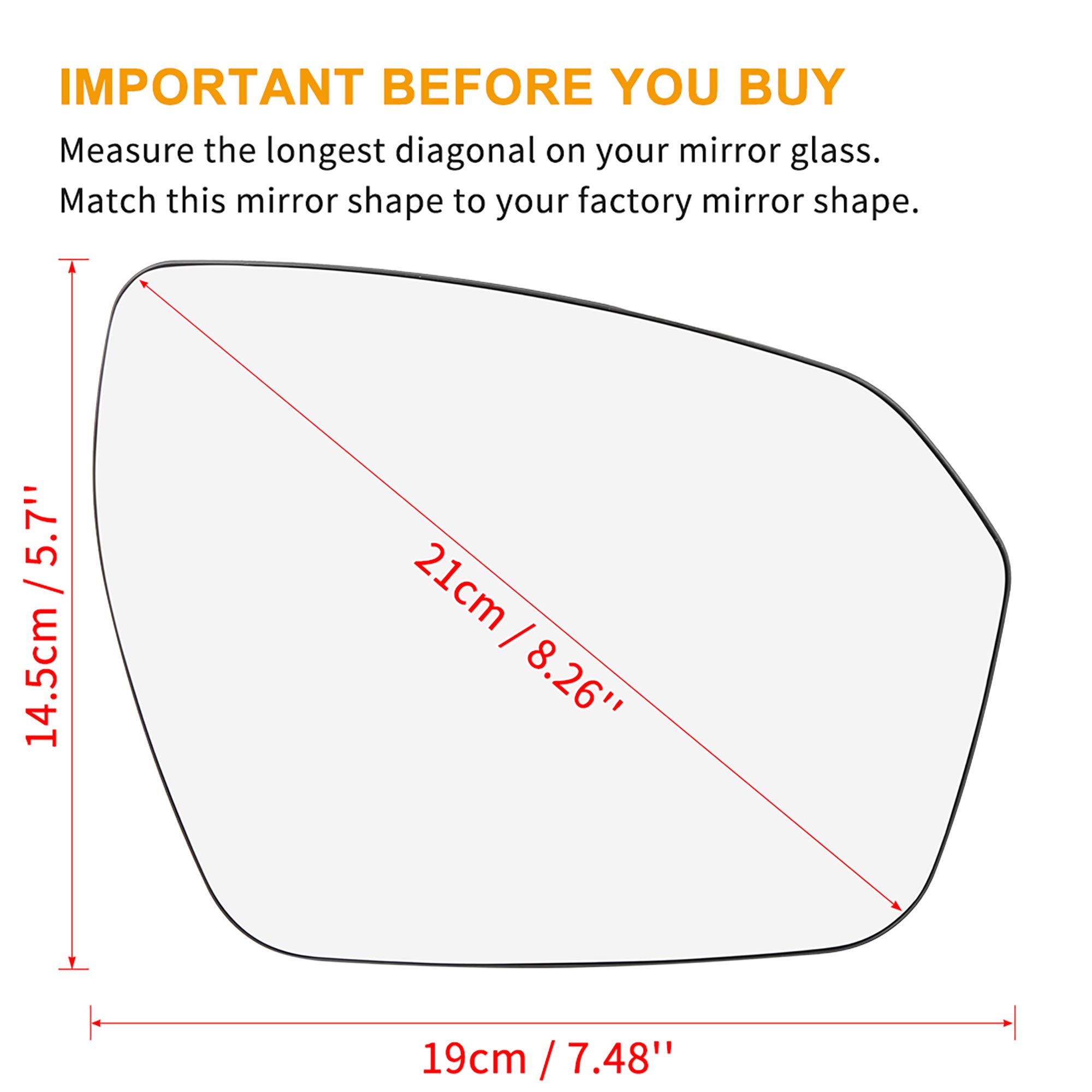 X AUTOHAUX Heated Rear View Mirror Glass with Backing Plate - Passenger Side Right for Land Rover Range Rover - Perfect for Winter Driving & Enhanced Visibility