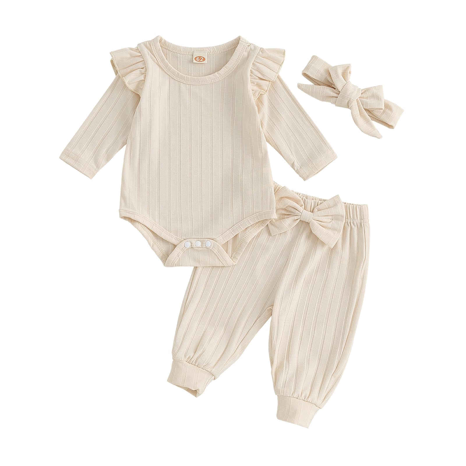 MoccyBabelee Unisex Newborn Baby Clothes Set - Ribbed Long Sleeve Top & Pants Outfit, Infant Sleepwear Pajamas for Boys & Girls | Perfect Baby Shower Gift, Cozy Sleepwear & Playtime Outfits