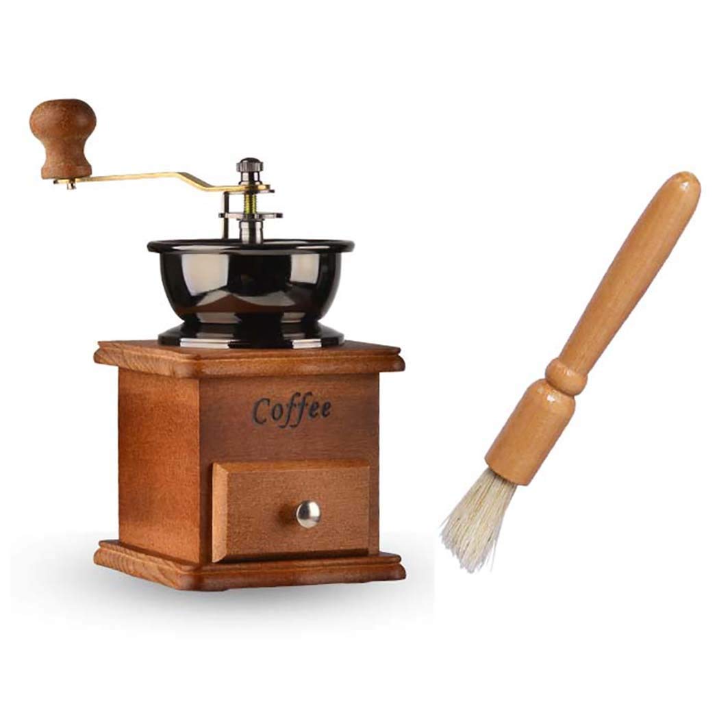 DPPAN Manual Coffee Grinder - Adjustable Stainless Steel Burr Mill for Espresso, French Press & Pour Over - Vintage Retro Hand Crank Coffee Bean Grinder for Home, Office & Travel Use