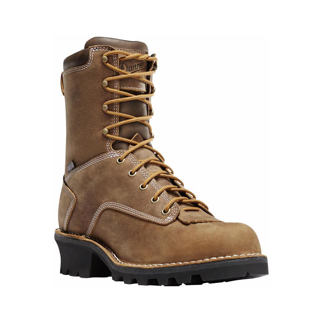 Logger 8 Soft Toe Work Boots for Men - Comfortable Brown Leather Safety Shoes for Construction & Outdoor Work | Durable Slip-Resistant Work Boots for Landscaping, Warehouse & Heavy Duty Jobs