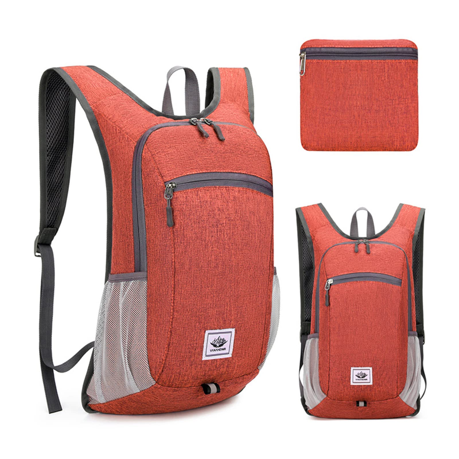 DOJUNS 12L Lightweight Foldable Hiking Backpack - Compact Travel Daypack for Camping, Hiking & Outdoor Adventures - Water-Resistant Packable Backpack for Women & Men (Orange) - Perfect for Day Trips, Commuting & Weekend Getaways