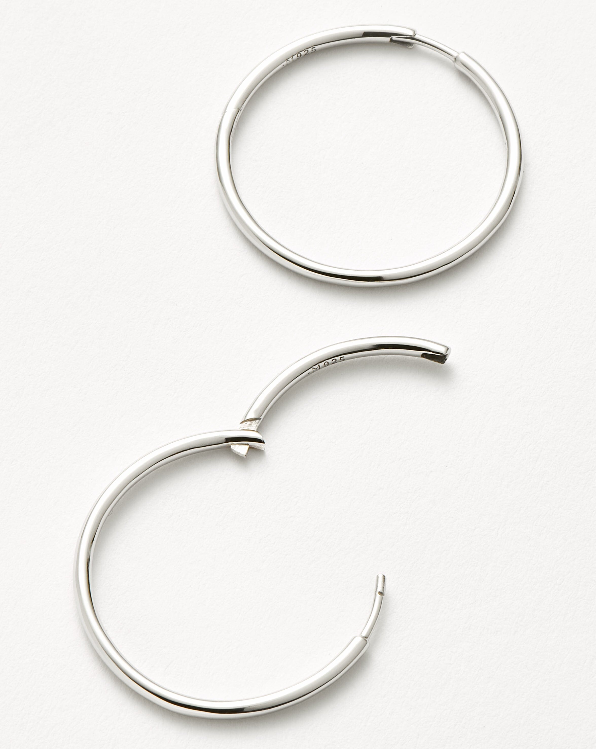 Classic Medium Hoop Earrings - Rhodium Plated Recycled Sterling Silver Jewelry for Women | Elegant Everyday Wear & Special Occasions Gift