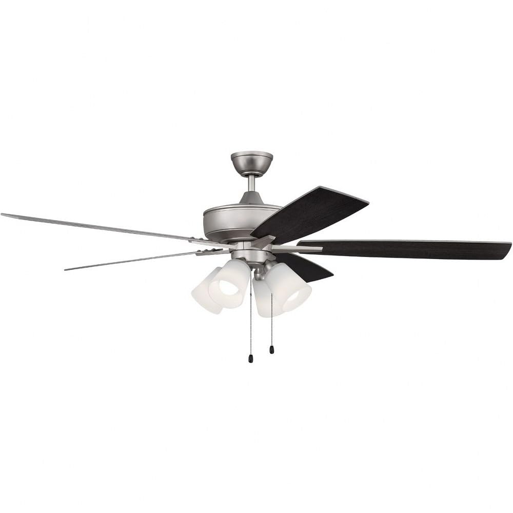 Craftmade S114W5-60WWOK 60 Inch Ceiling Fan with LED Light & Pull Chain - 5 Reversible White/Washed Oak Blades - Super Quiet Motor - Perfect for Living Room, Bedroom, or Patio