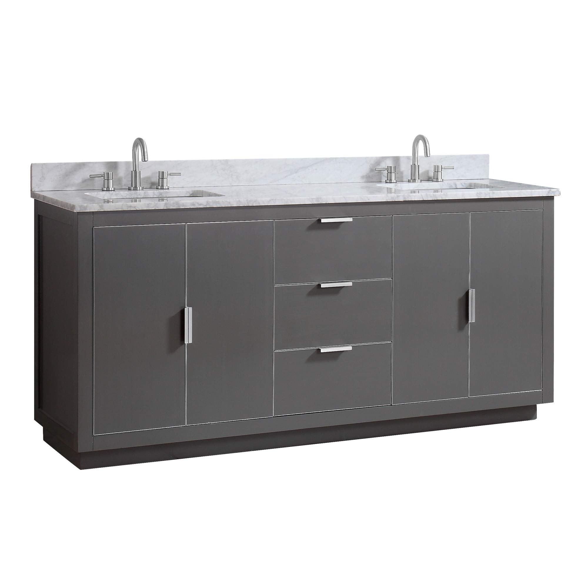 73 Inch Modern Bathroom Vanity with Soft Close Doors - Twilight Gray Finish for Master Bath & Powder Room Remodeling