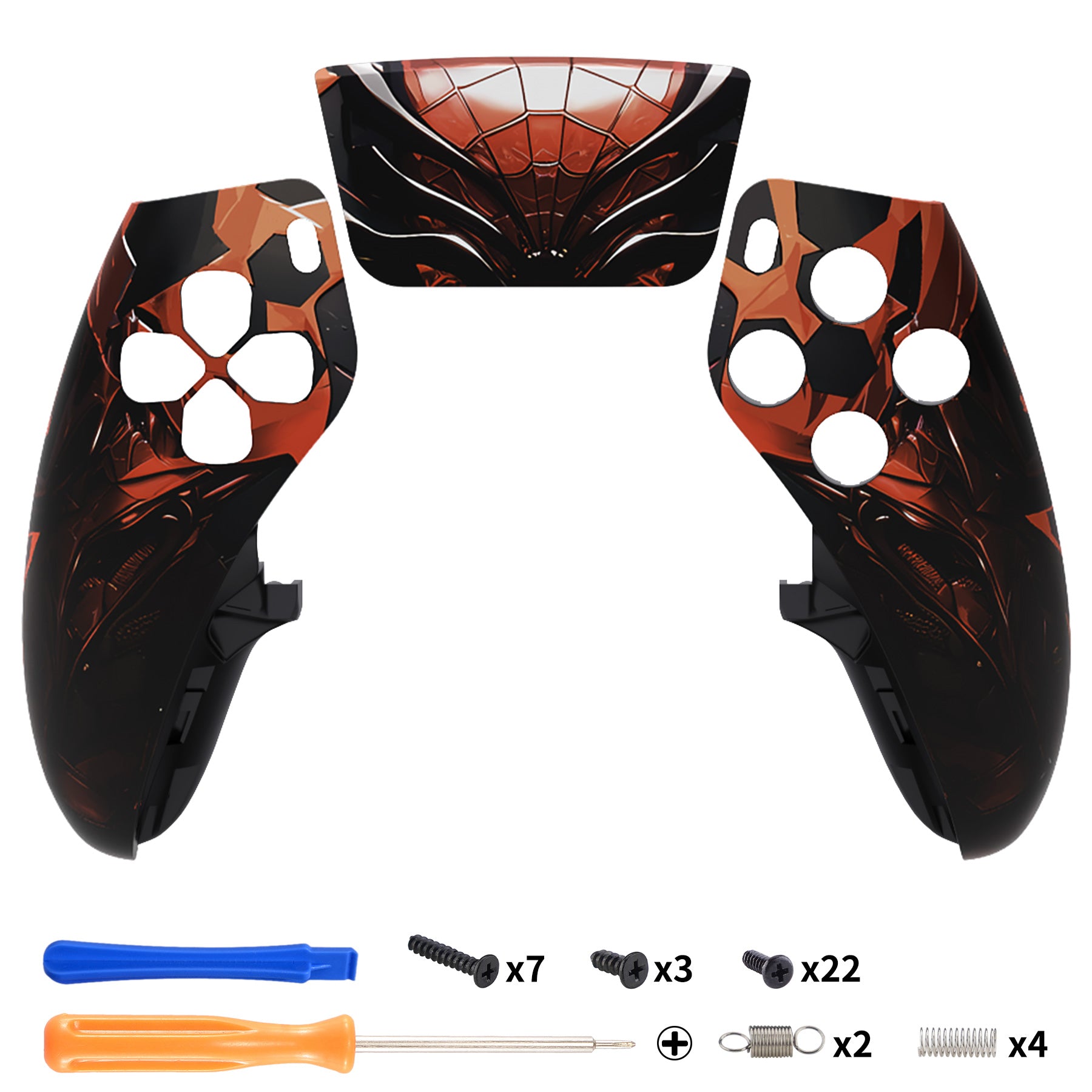 eXtremeRate Spider Armor Left & Right Front Housing Shell with Touchpad for PS5 Edge Controller - DIY Replacement Faceplate & Custom Touch Pad Cover (Model: MLREGT009) | Perfect for Gaming, Customization & Controller Protection