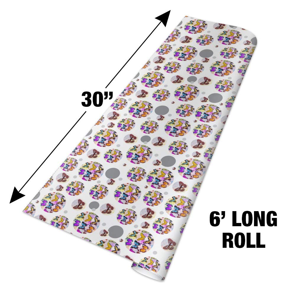 Colorful Butterflies Gift Wrap Paper Roll - Vibrant Butterfly Design Wrapping Paper for Birthdays, Parties & Special Occasions - 24