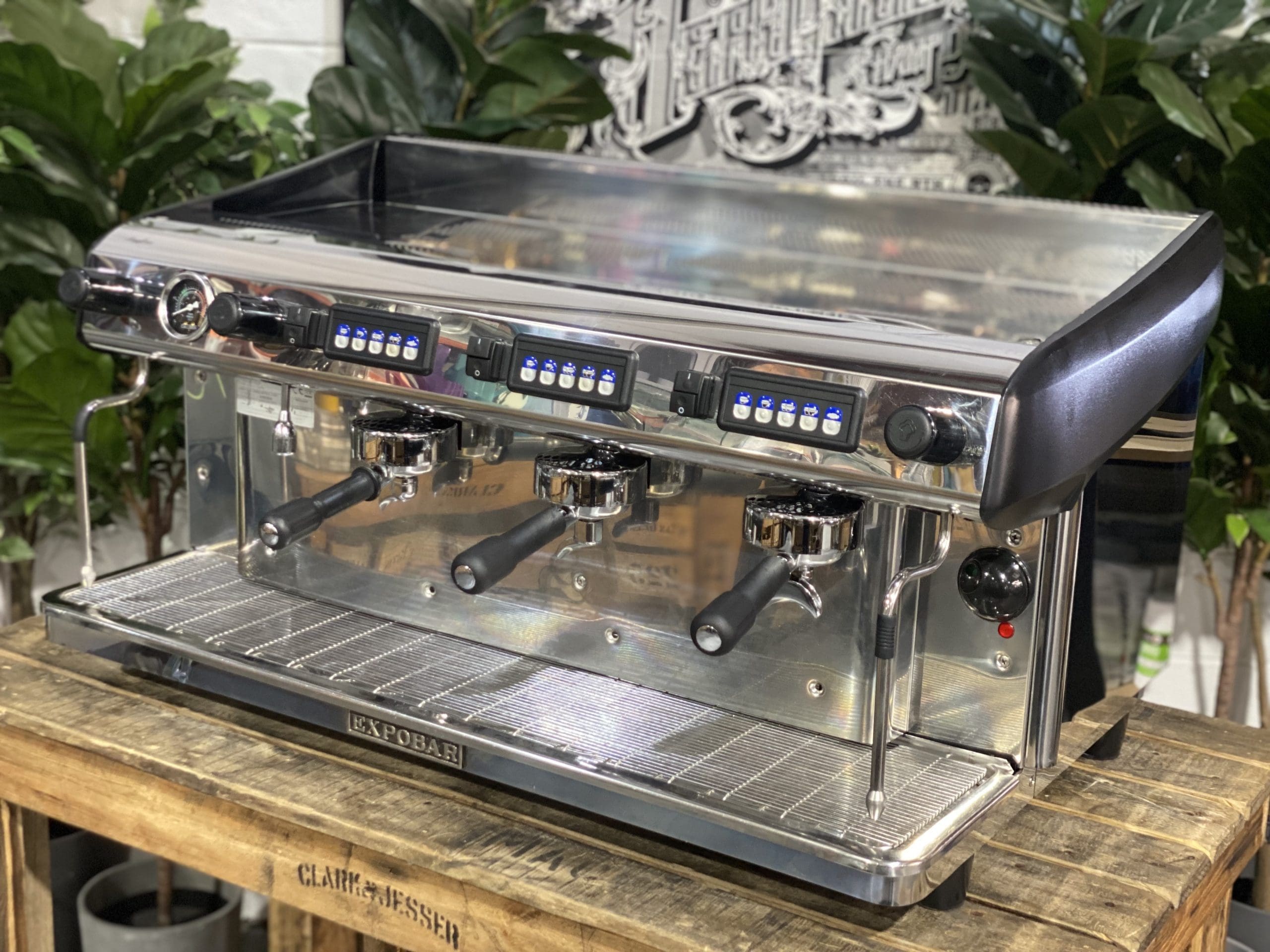 Expobar MegaCrem High Cup 3 Group Commercial Espresso Machine - Stainless Steel & Black - Professional Coffee Shop & Restaurant Equipment for Baristas