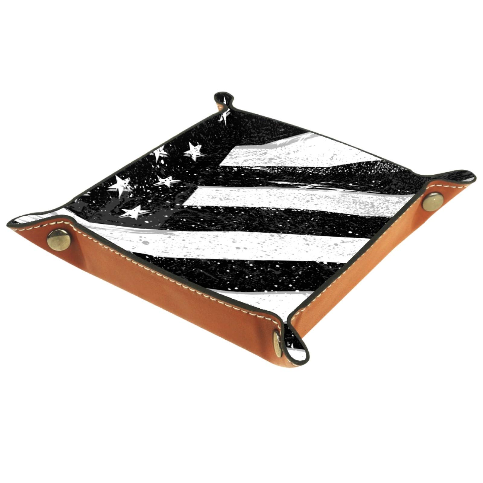 Leather Folding Dice Tray with American Flag Design - Rolling Game Tray & Jewelry Organizer for Watches, Keys, Coins, Candy Storage | Perfect for Tabletop Gaming, Travel & Home Decor