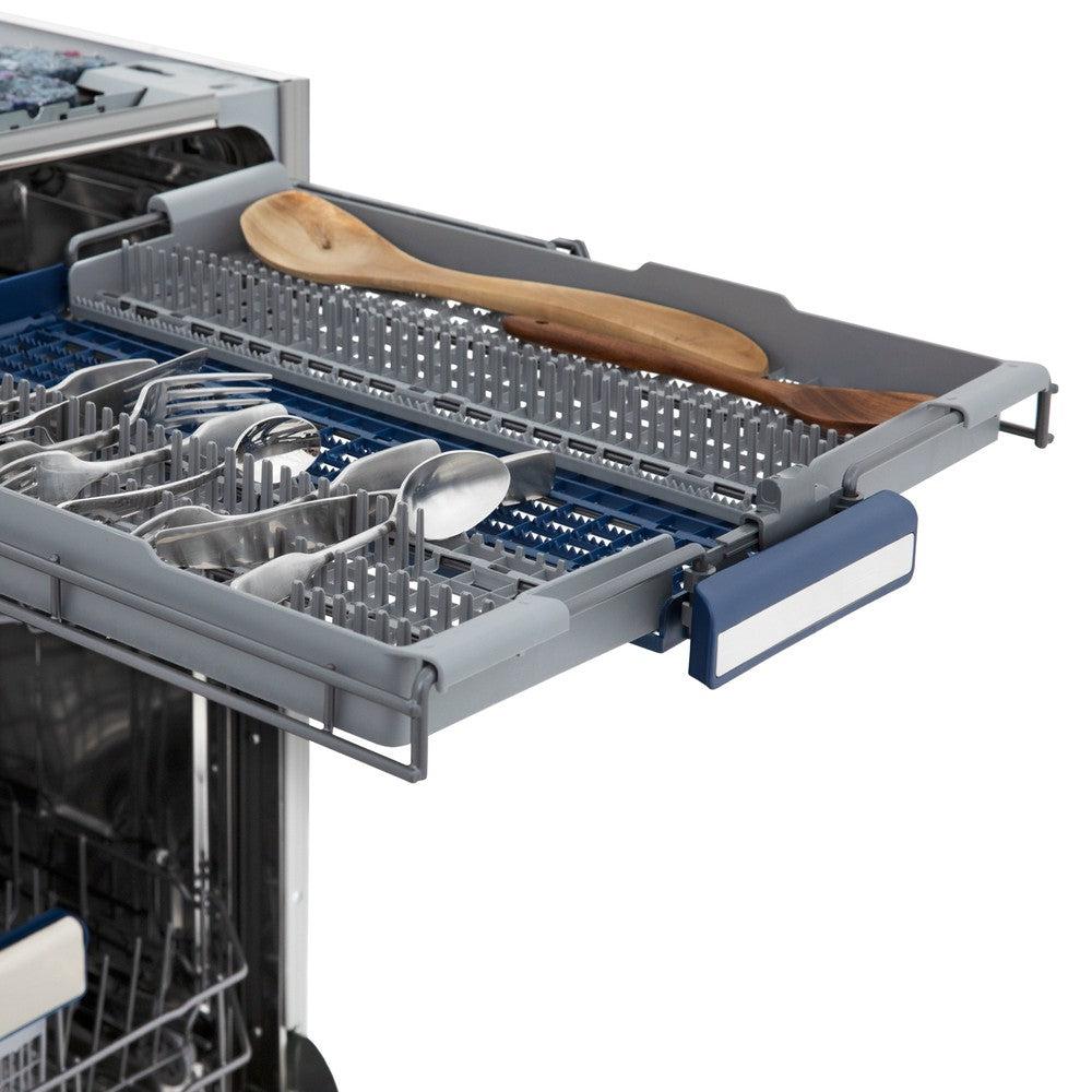 ZLINE Autograph Edition 24-inch 3rd Rack Top Control Tall Tub Dishwasher - Stainless Steel with Matte Black Handle, 51dBa Ultra Quiet (DWVZ 304 24 MB) - Perfect for Modern Kitchens and Open-Concept Homes