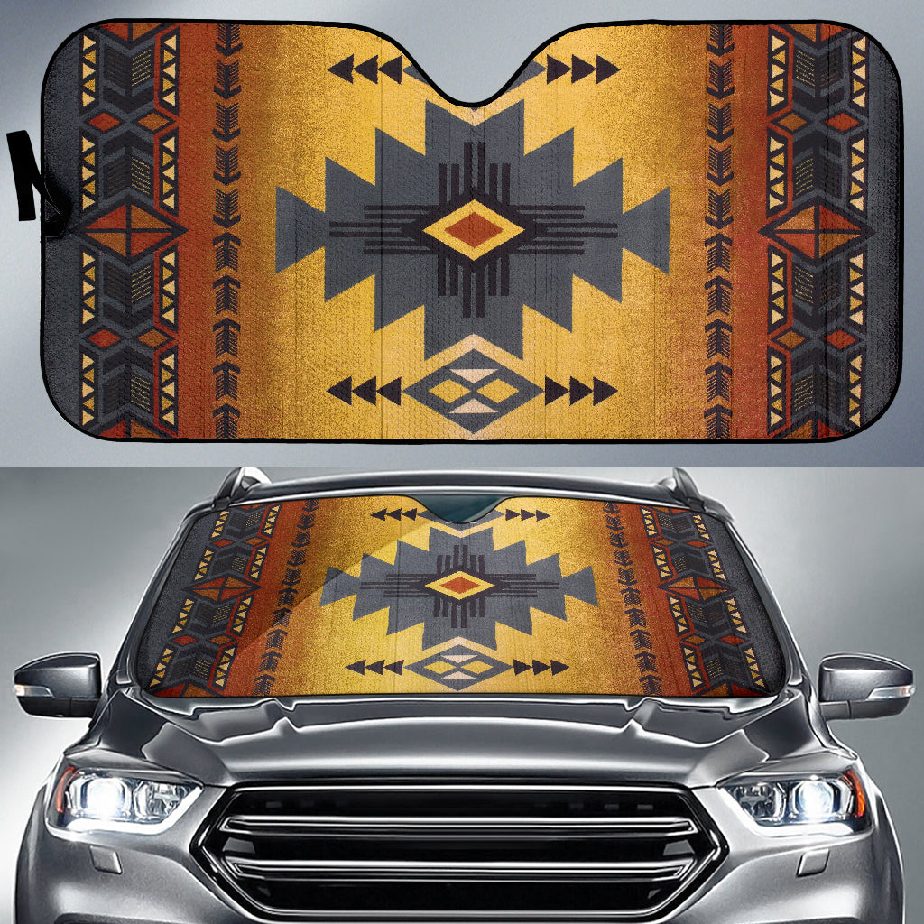 Blue Native American Pattern Car Sun Shade - UV Protection Windshield Sunshade for Cars, Trucks & SUVs | Perfect for Summer Travel & Outdoor Parking