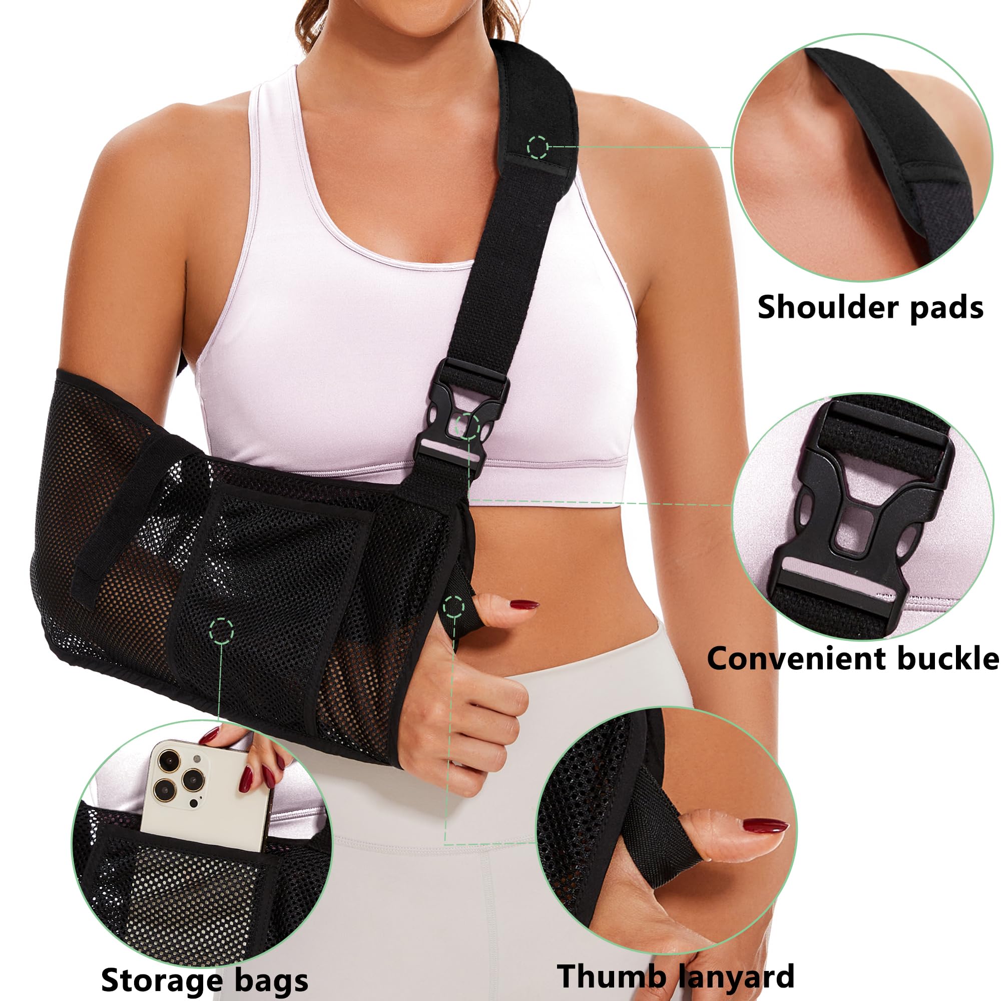 Adjustable Mesh Arm Sling for Shoulder Injuries - Medical Shoulder Brace for Men & Women - Post-Surgery Support for Rotator Cuff, Wrist, Elbow & Clavicle Fractures (Small) - Comfortable Shower-Friendly Design for Daily Use & Recovery