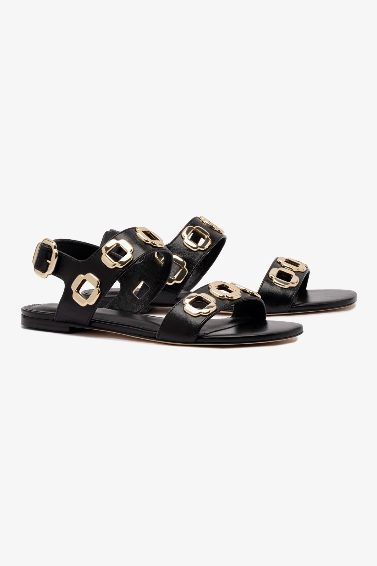 Milan Flat Sandal Women's Black Leather Comfortable Slip-On Sandals for Summer Walking, Beach Vacation & Casual Outfits