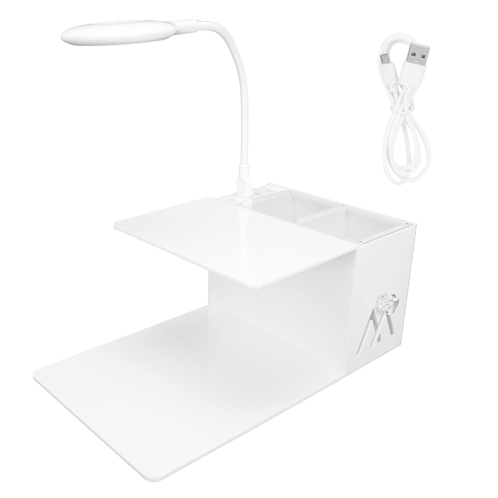 Professional Eyelash Extension Organizer Stand with Adjustable USB LED Light - Acrylic Makeup Tool Shelf for Eyelash Artists & Beauty Professionals - Perfect for Salon, Home, and Travel Use