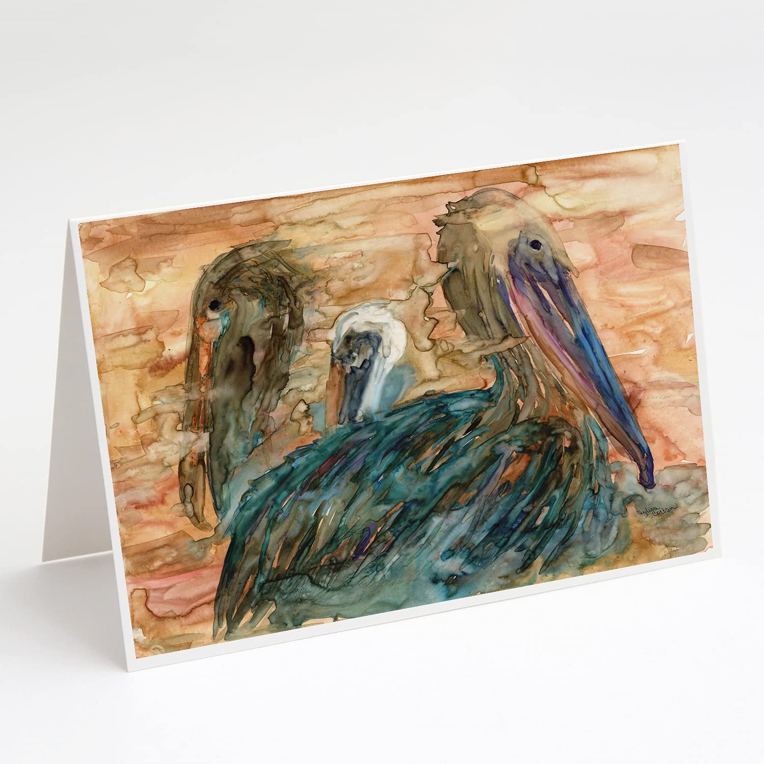 Abstract Pelican Greeting Cards & Envelopes - Pack of 8 Blank A7 Note Cards (5x7 Inches) | Whimsical Beach Theme Stationery for Thank You Notes, Birthday Wishes & Special Occasions