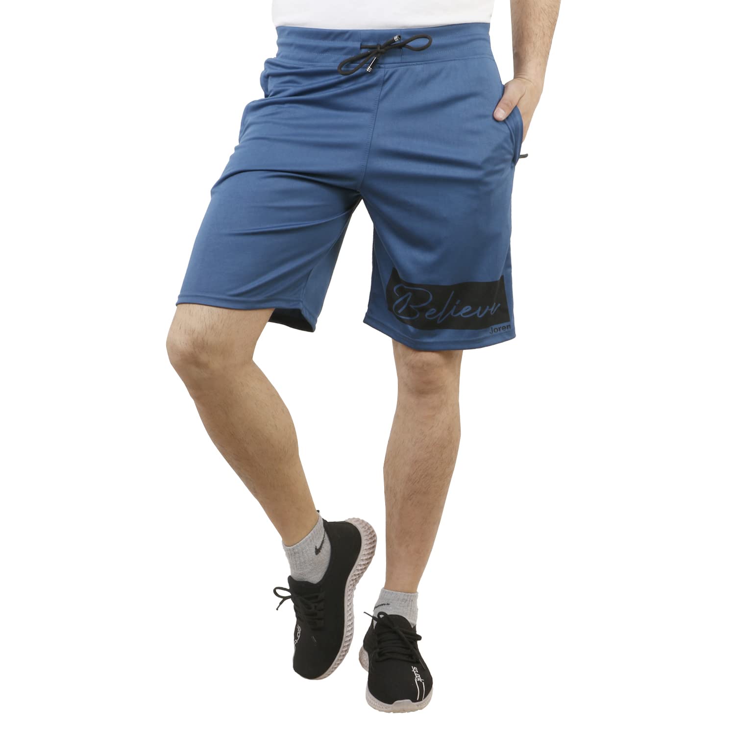 JOREN Men's Athletic Shorts with Zipper Pockets - Blue XL | Comfortable Workout & Running Shorts for Gym, Basketball, Jogging