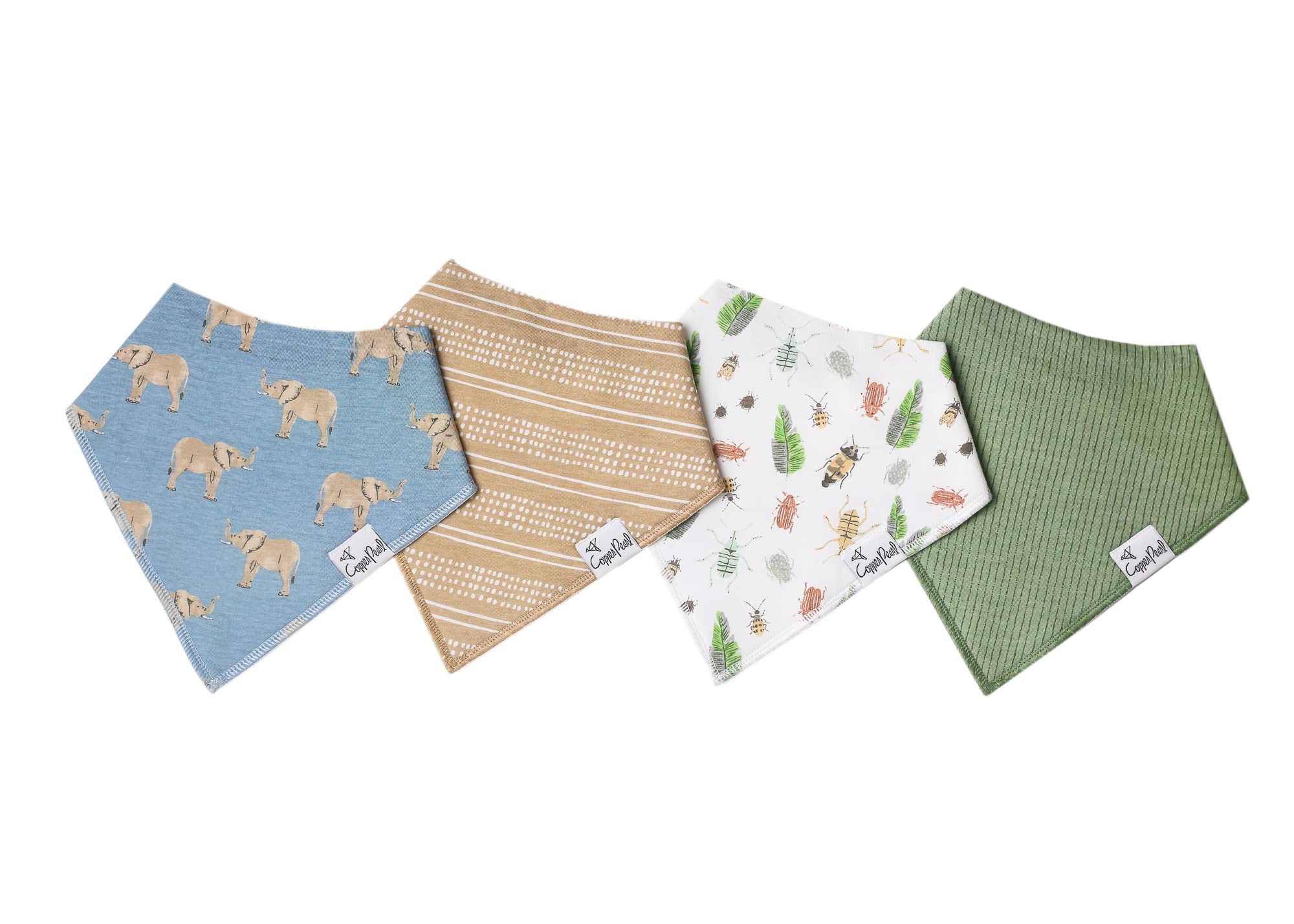 Copper Pearl Baby Bandana Drool Bibs - 4 Pack Soft Absorbent Teething Bib Set for Newborns & Infants (Peanut Design) - Perfect for Feeding, Teething & Drool Protection