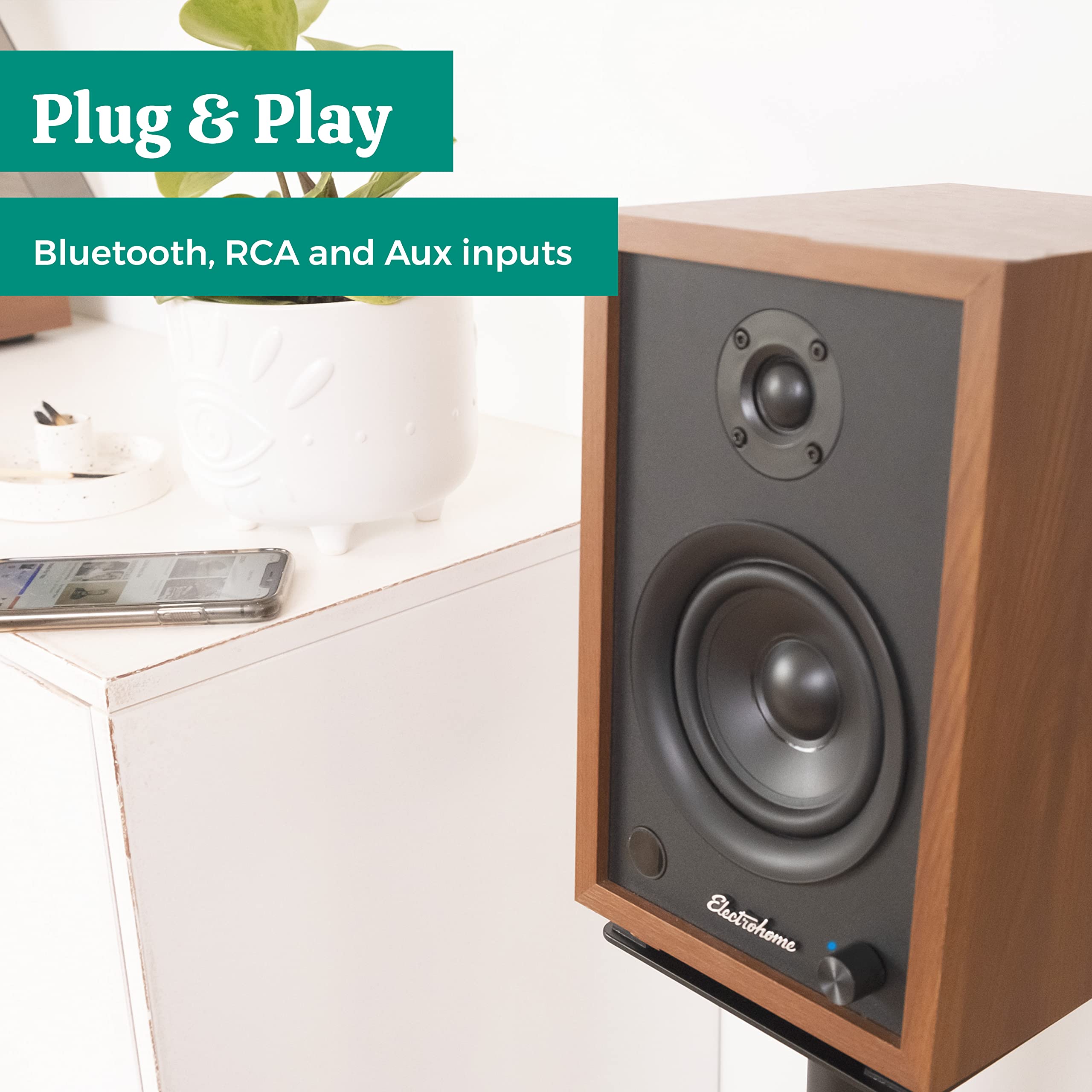 Electrohome McKinley 2.0 Stereo Powered Bookshelf Speakers with Built-in Amplifier, 4