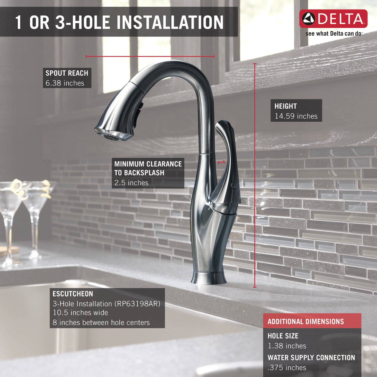 Delta Addison Bar Faucet with Pull-Down Spray - Arctic Stainless Steel 9992 AR DST - Perfect for Kitchen Islands, Wet Bars & Entertaining Spaces