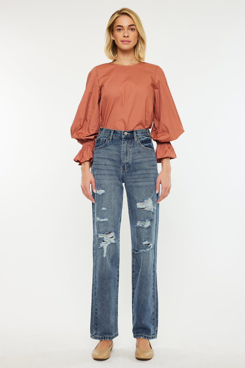 Stephanie Ultra High Rise 90's Boyfriend Jeans for Women - Vintage Distressed Denim Pants with Stretch - Perfect for Casual Outfits & Streetwear Fashion