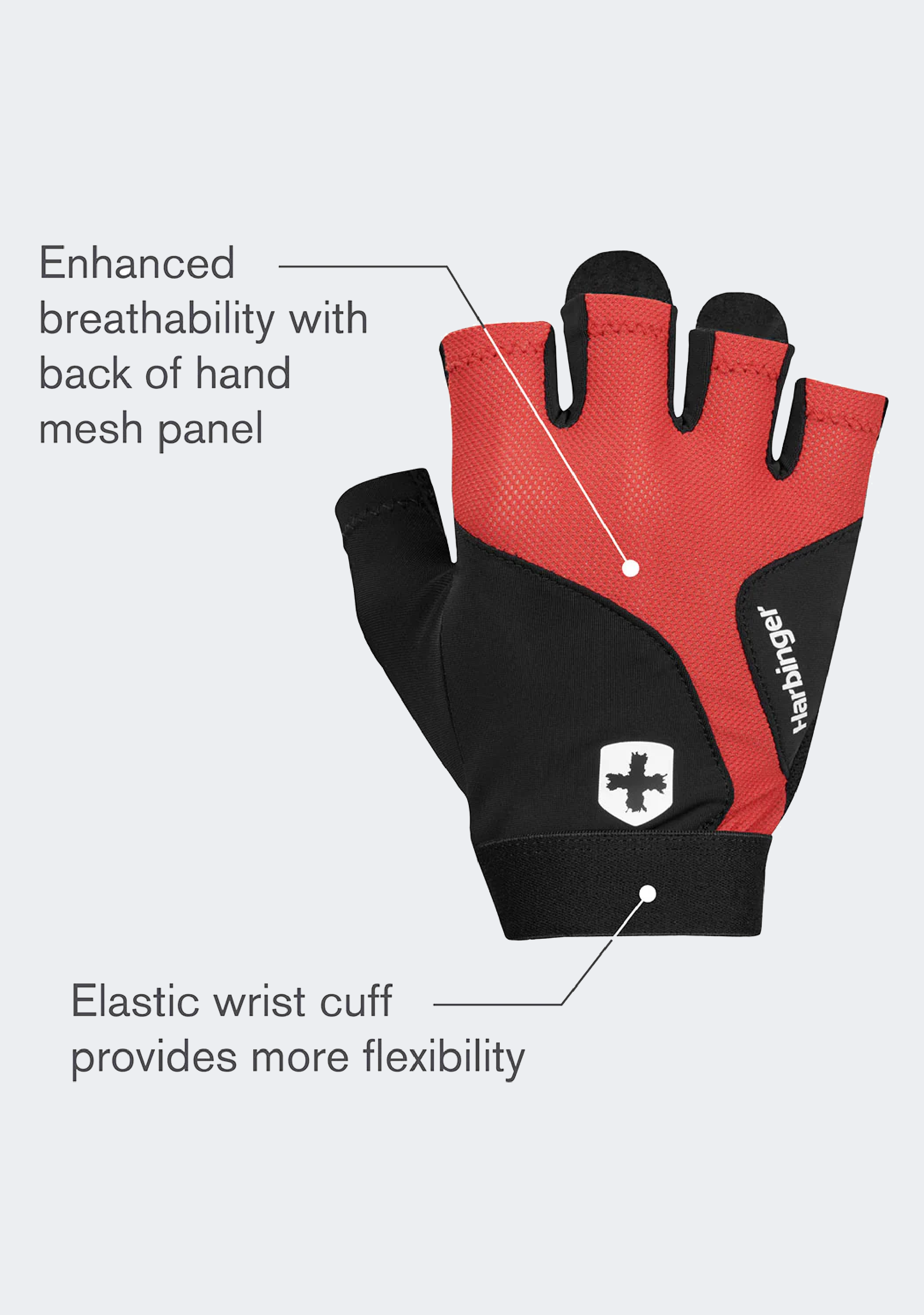 Harbinger Flexfit Gloves 2.0 - Premium Weightlifting & Gym Gloves for Men & Women - Enhanced Grip & Wrist Support for CrossFit, Powerlifting & Workout Training