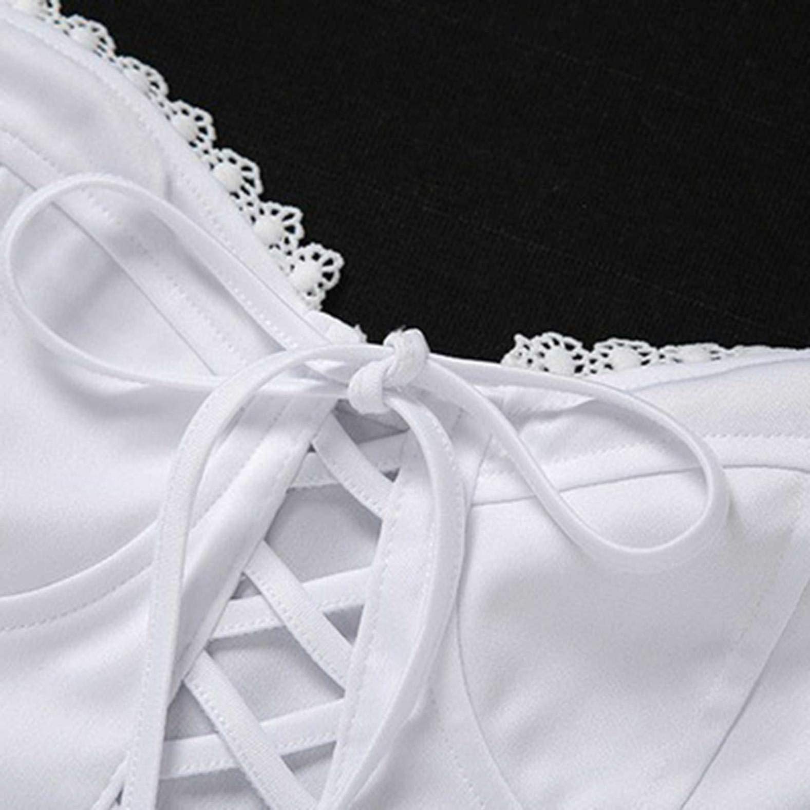 Y2K Women's Sleeveless Crop Top - Lace Trim Ruched Hollow Out Tank Top (White, Medium) | Trendy Summer Fashion for Parties & Streetwear