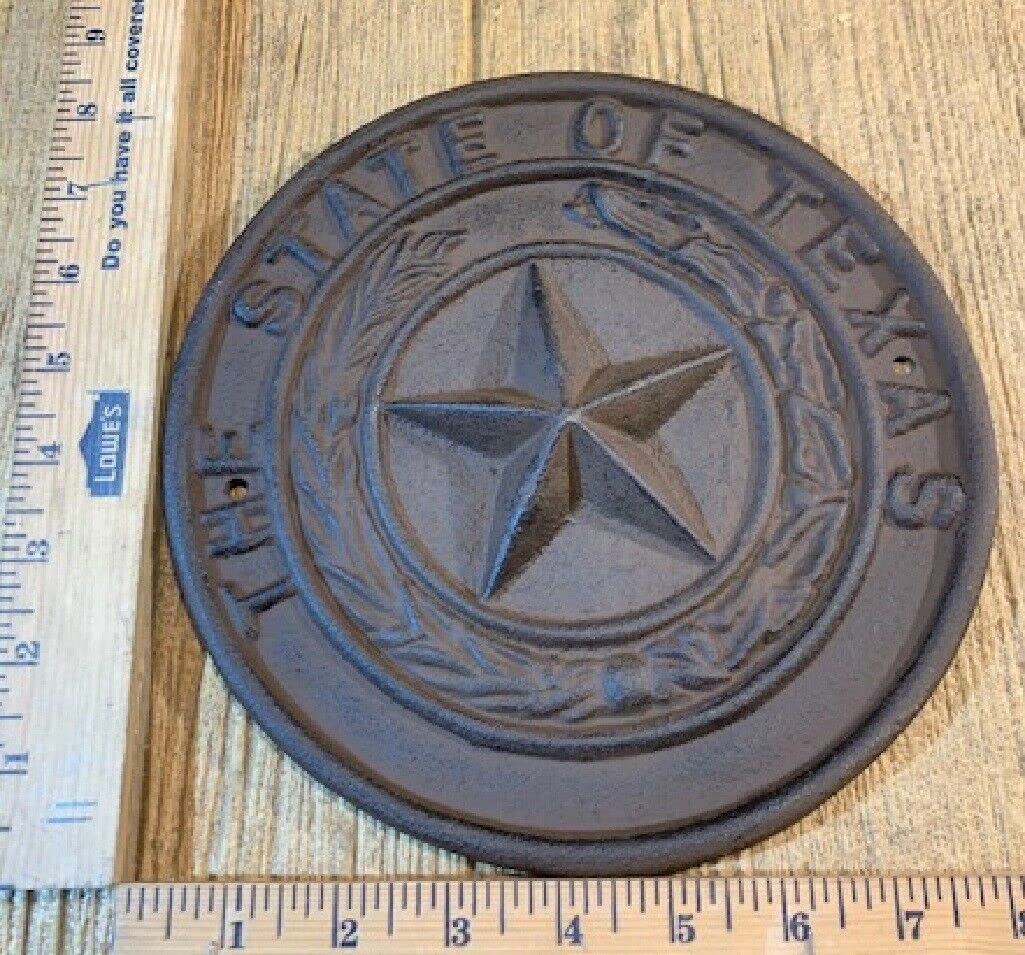 Texas State Seal Cast Iron Wall Plaque - 8.5