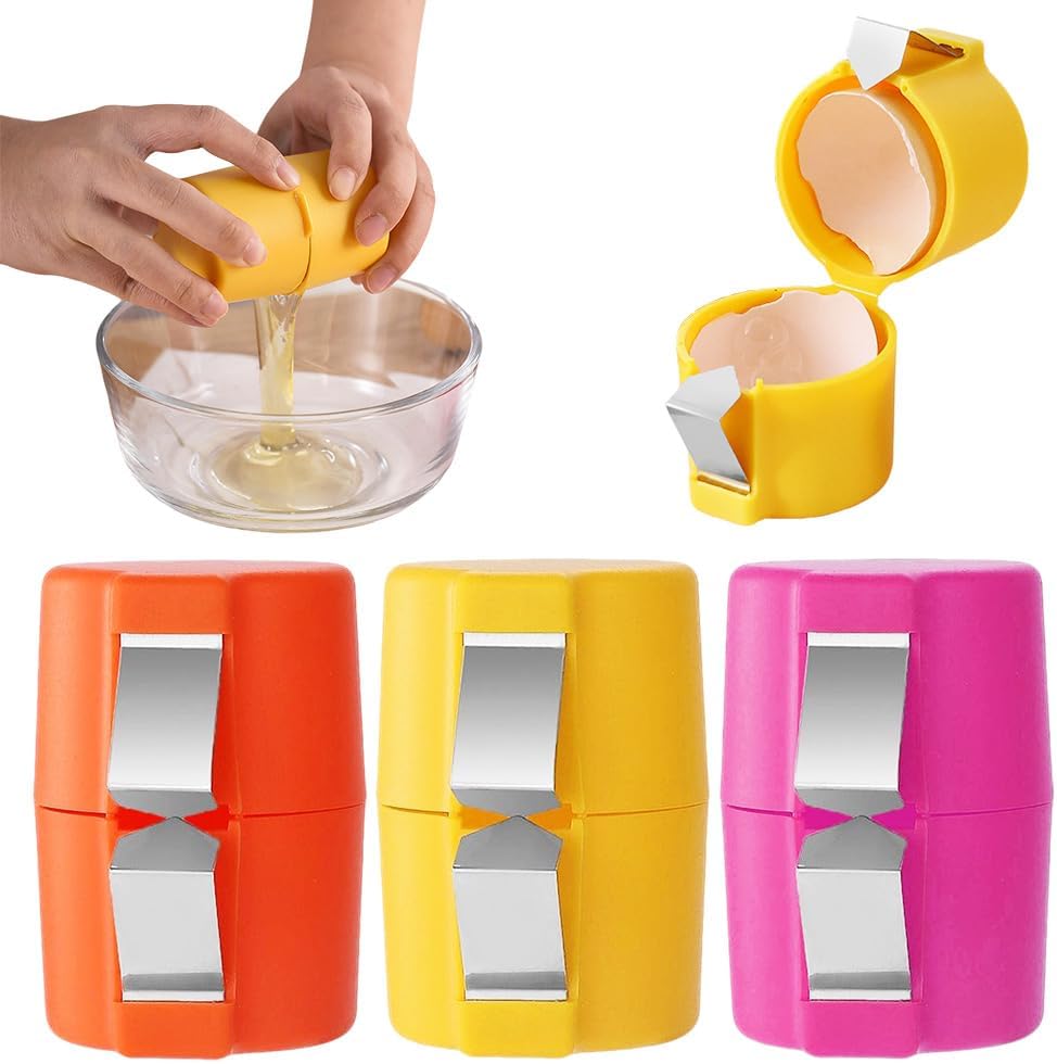3 PCS Egg Shell Opener & Egg Separator - Handheld Egg Breaker & Cutter Tool for Raw Eggs - Perfect for Baking, Cooking & Meal Prep in Home Kitchen