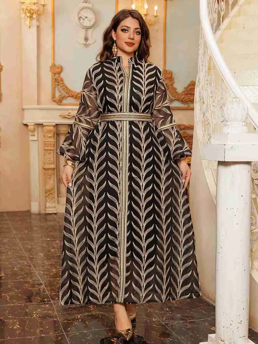 Elegant Eid Doris Embroidered Caftan Dress for Women - Boho Moroccan Kaftan with Intricate Embroidery - Perfect for Eid, Weddings, and Special Occasions