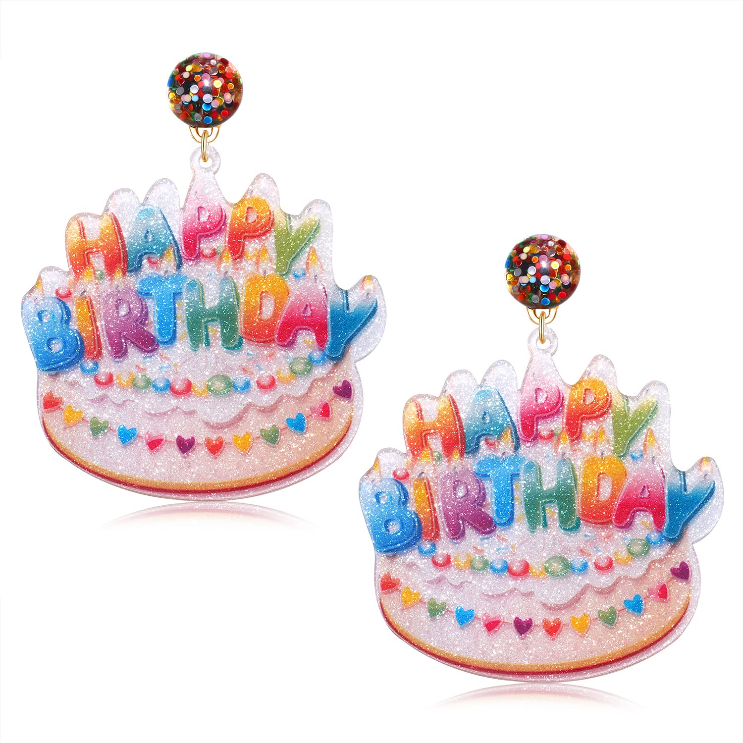 Handmade Beaded Birthday Cake Drop Dangle Earrings - Unique Statement Jewelry Gift for Women & Girls | Perfect for Birthday Parties, Celebrations & Special Occasions