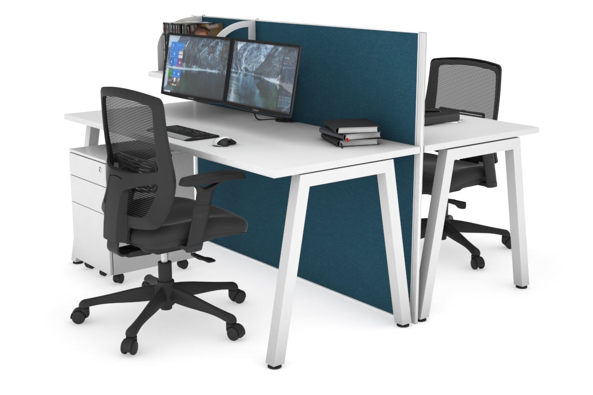 Horizon Quadro 2-Person Office Workstation Bench with A-Legs - 1600L x 700W - Perfect for Shared Workspaces, Conference Rooms & Collaborative Office Environments