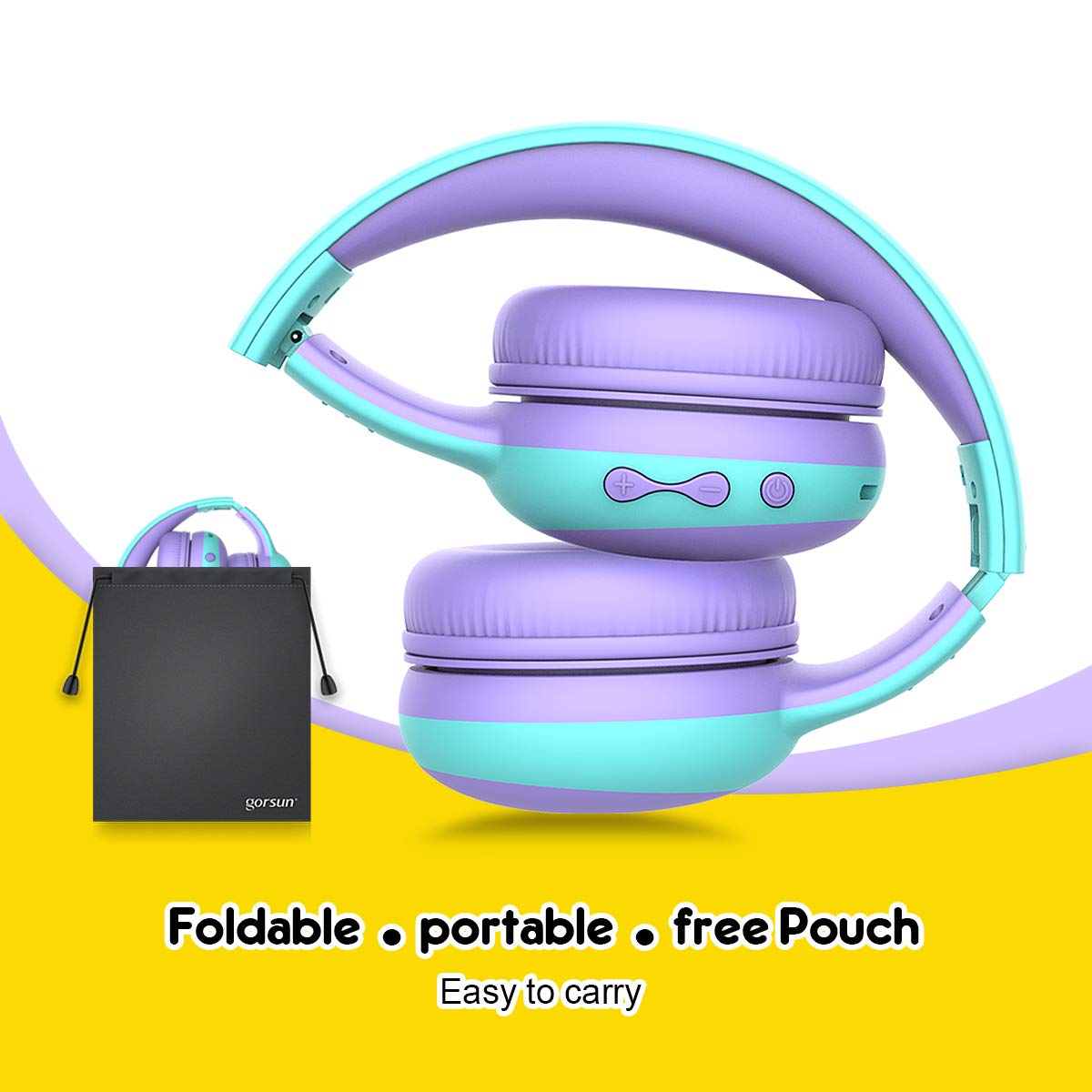 Gorsun Kids Bluetooth Headphones Wireless Over-Ear with Microphone, 85dB Volume Limited Safe for Children, Bluetooth 5.3, 40H Playtime, Lightweight Portable - Perfect for School, Travel & Home (Purple)