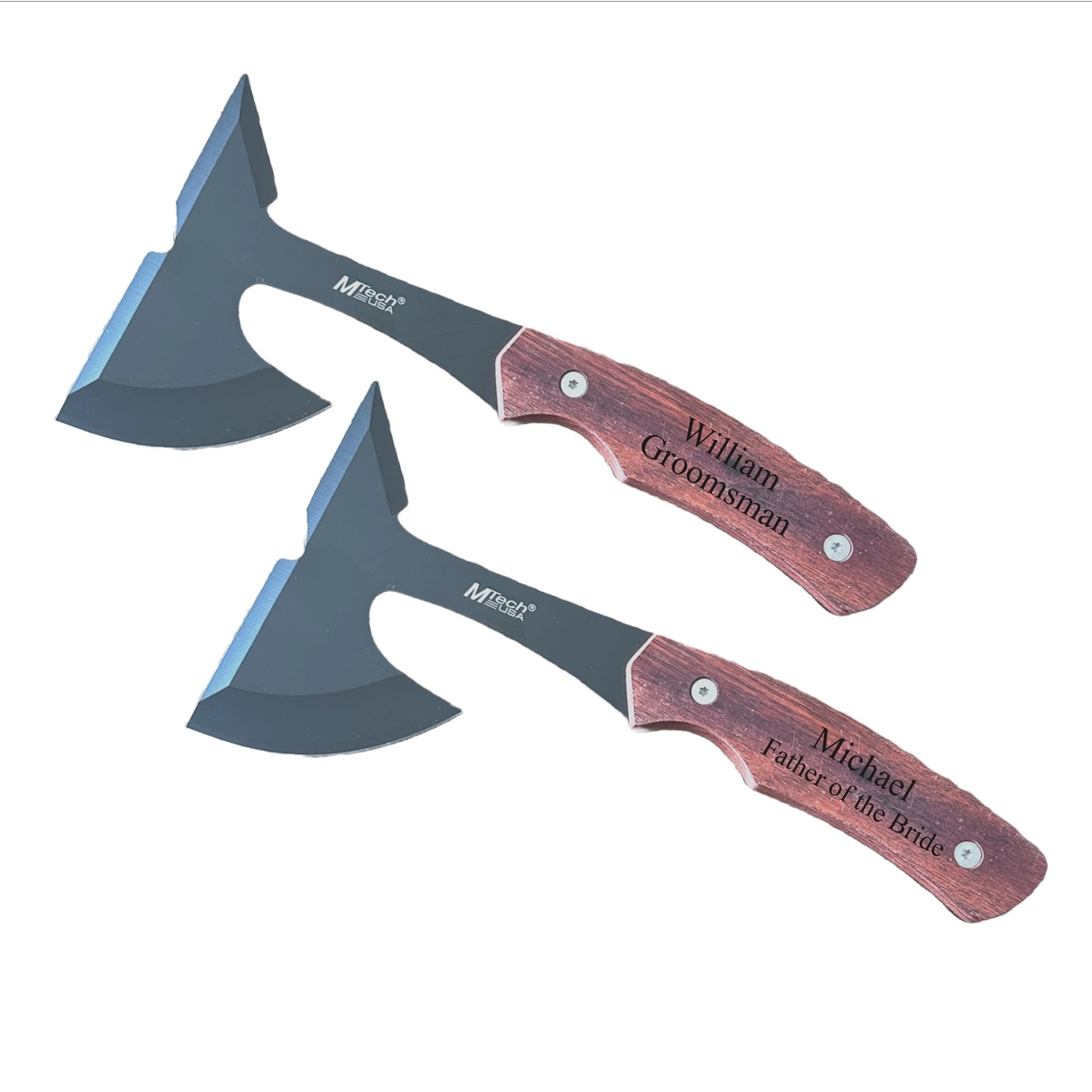 Set of 4 Personalized Engraved Hatchet Axes with Rosewood Handle - Bulk Discount Groomsmen Gifts for Men - Perfect for Weddings, Camping & Outdoor Adventures