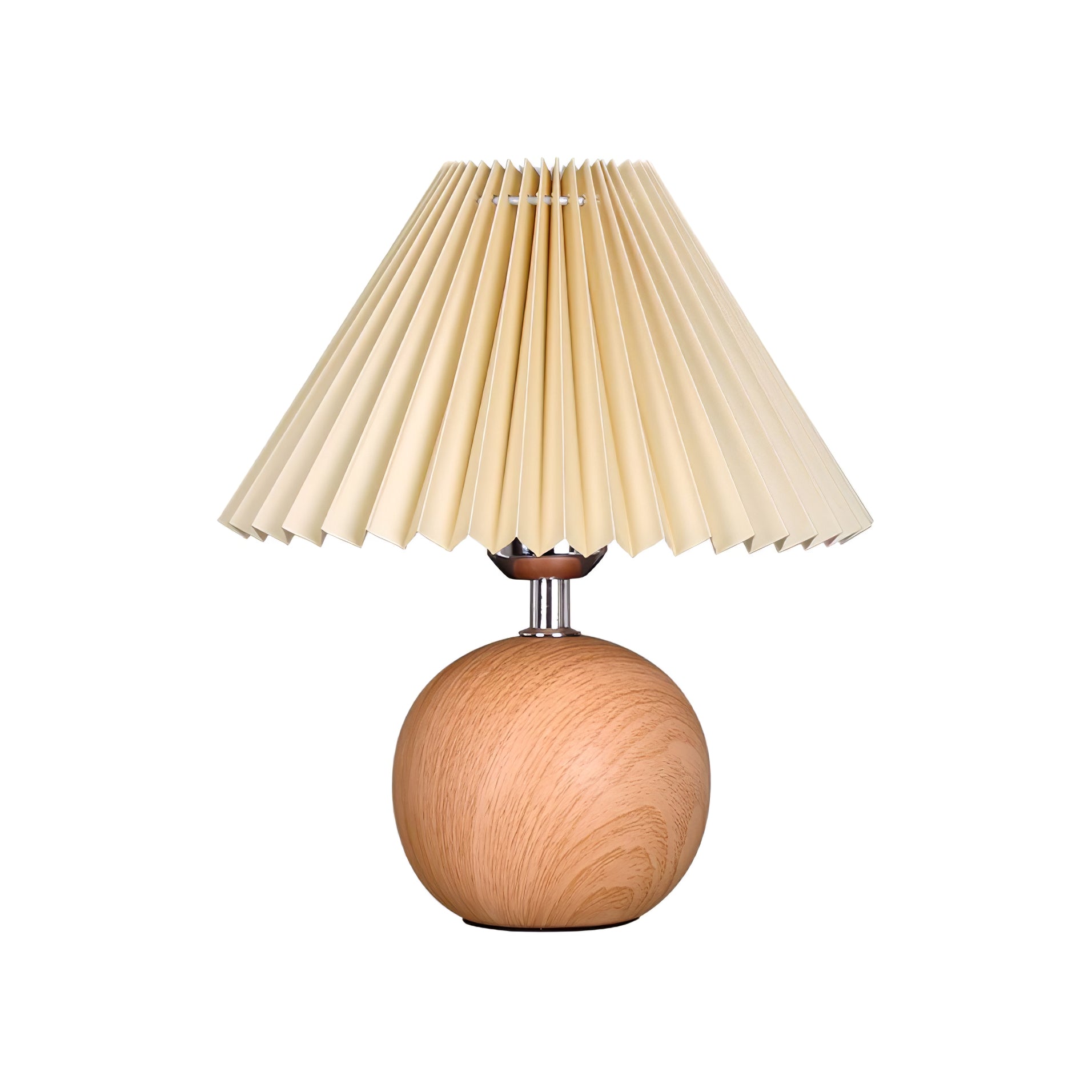 Modern Wooden Pleated Table Lamp - Handcrafted Natural Wood Nightstand Light for Bedroom, Living Room & Office - Warm Ambient Lighting for Home Decor