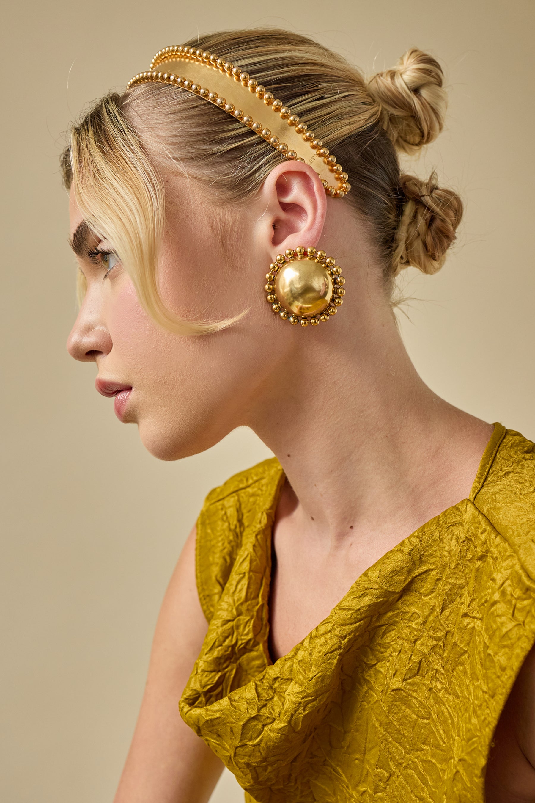 Lucia Dome Stud Earrings for Women - Elegant Gold-Plated Hoop Earrings for Everyday Wear | Perfect for Office, Party & Gift Giving